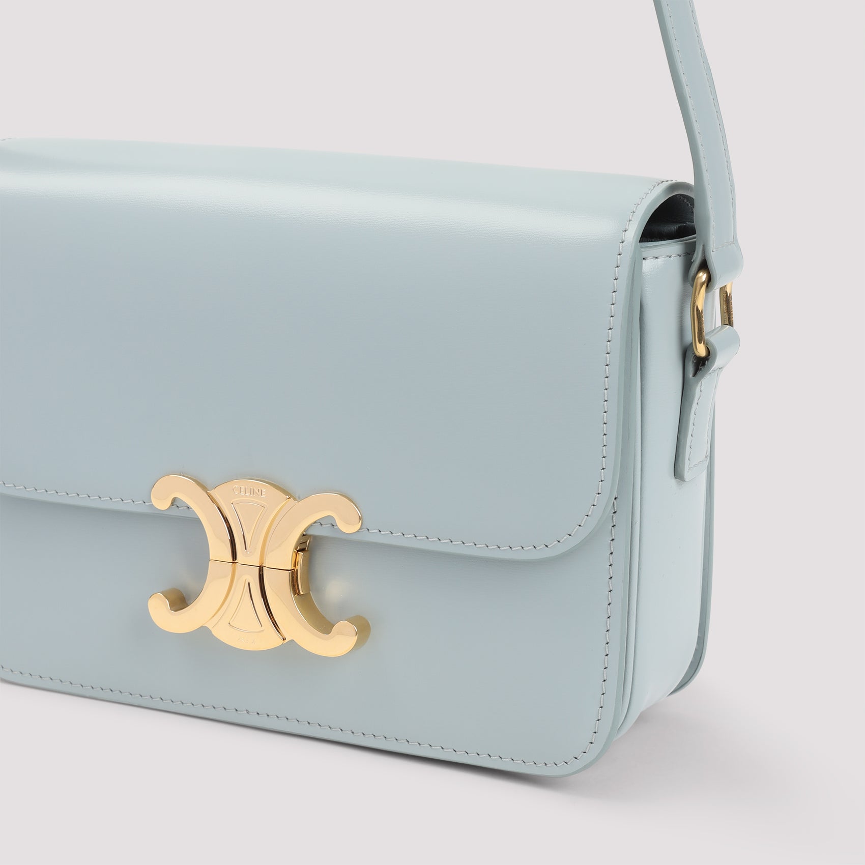 CELINE Mini Leather Shoulder Handbag with Triomphe Design