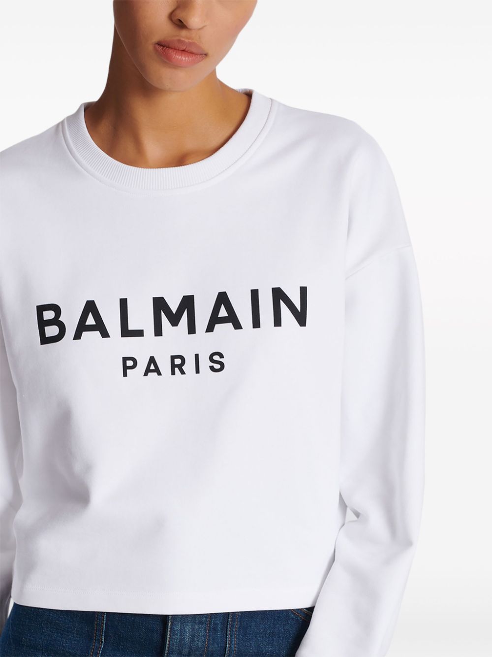 BALMAIN Organic Cotton Cropped Sweatshirt - Women’s Mini Fit