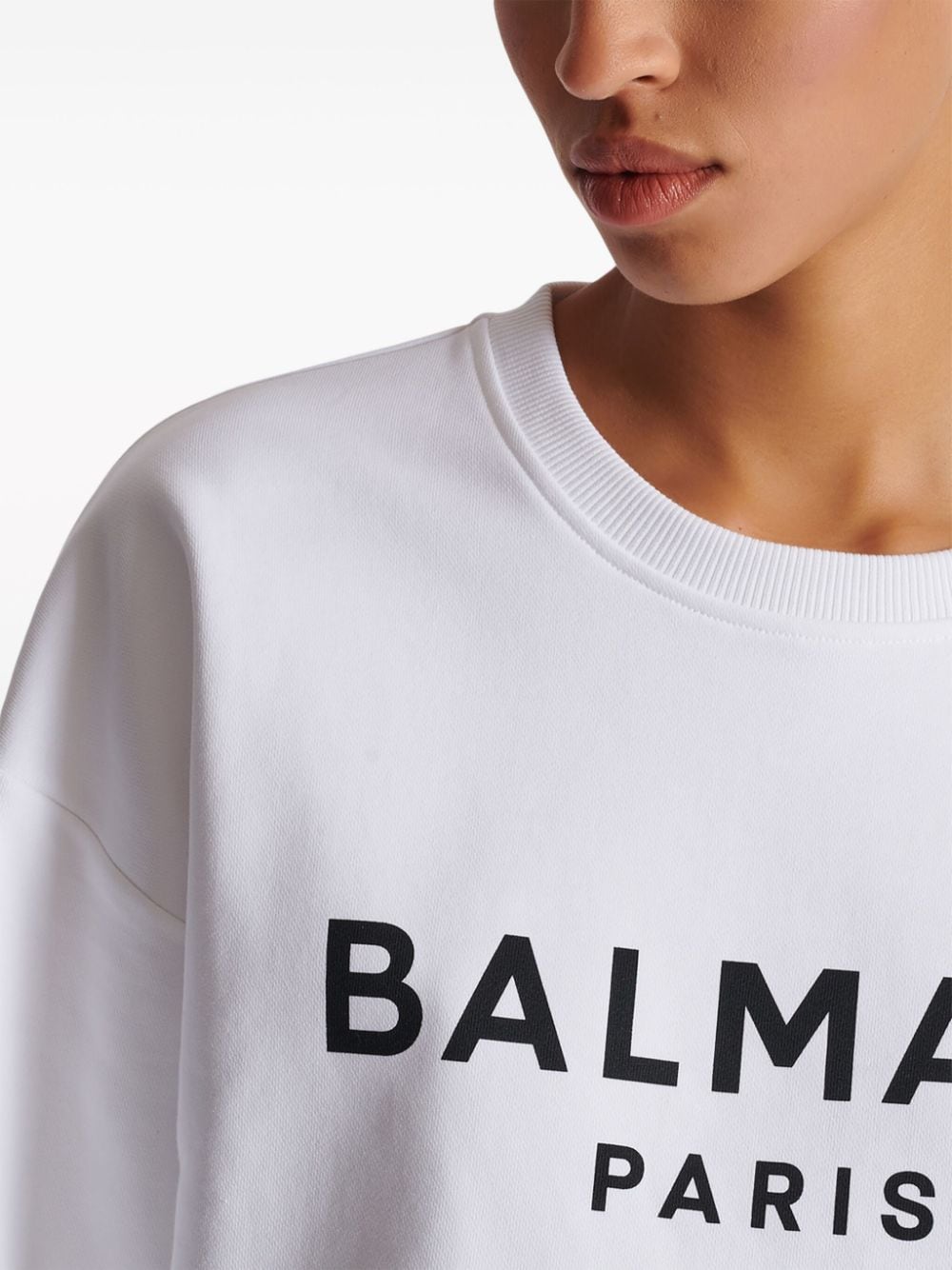 BALMAIN Organic Cotton Cropped Sweatshirt - Women’s Mini Fit