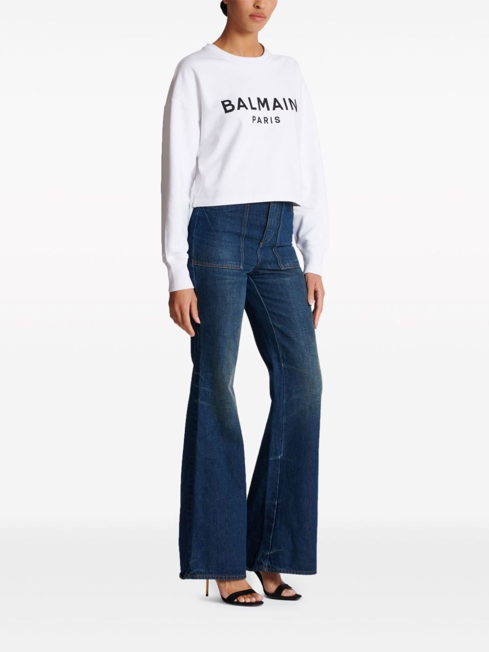 BALMAIN Organic Cotton Cropped Sweatshirt - Women’s Mini Fit