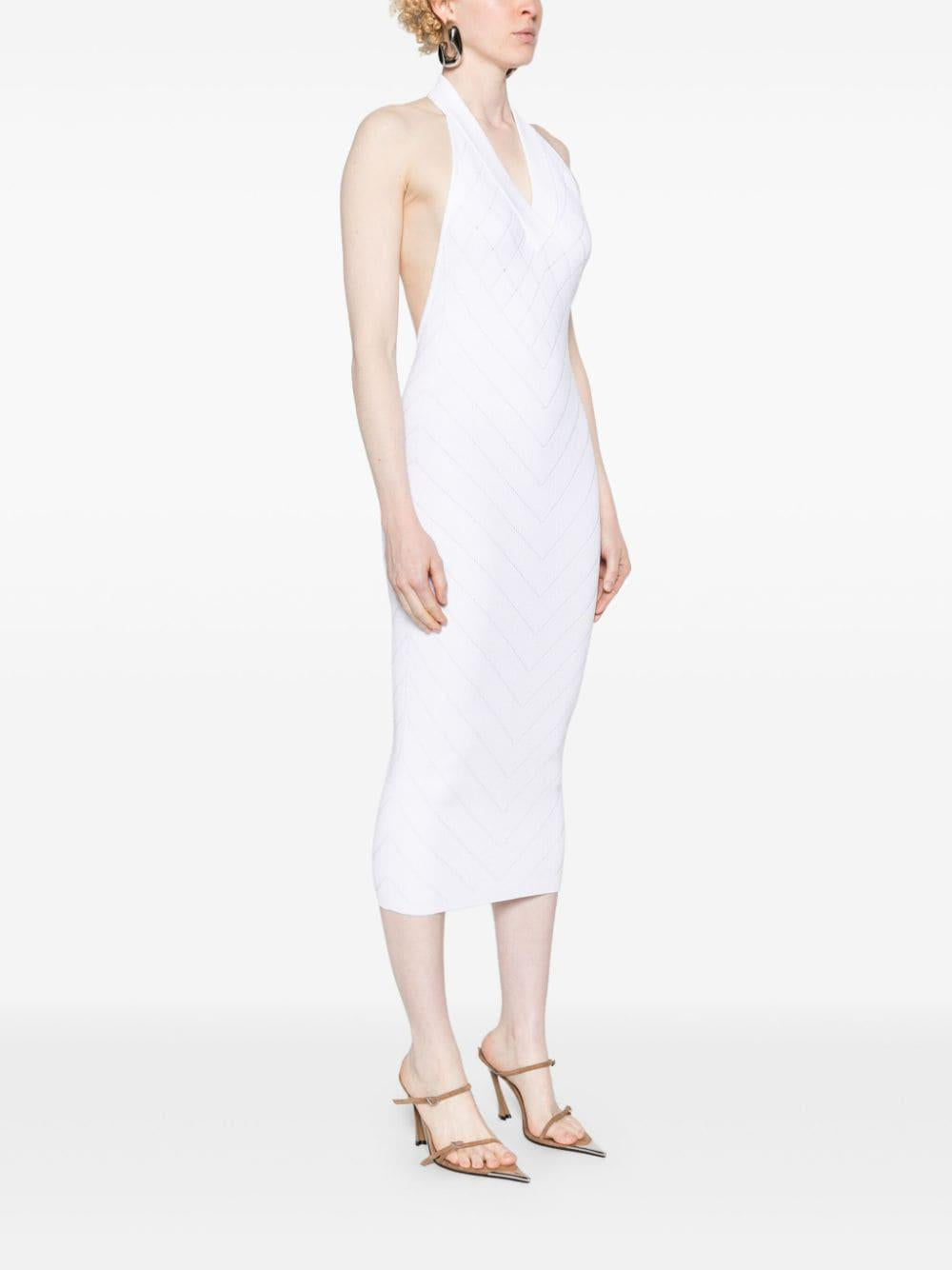 BALMAIN Ribbed-Knit Halterneck Midi Dress - Women's Spring/Summer 2025