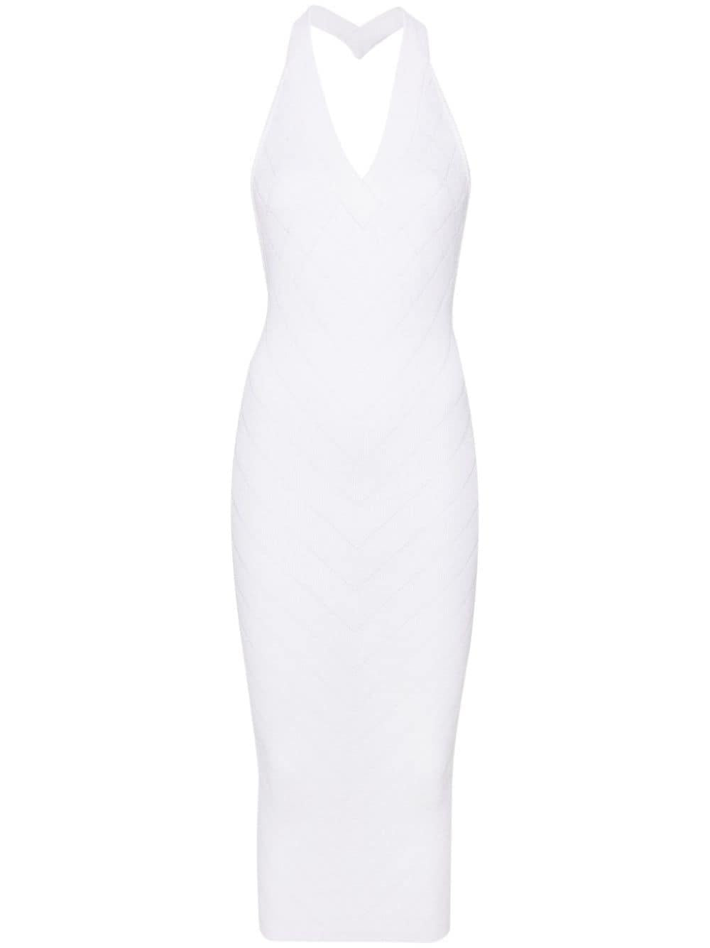 BALMAIN Ribbed-Knit Halterneck Midi Dress - Women's Spring/Summer 2025