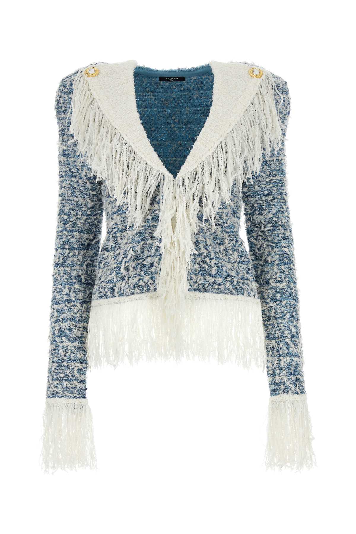 BALMAIN Embroidered Tweed Cardigan for Women - SS24