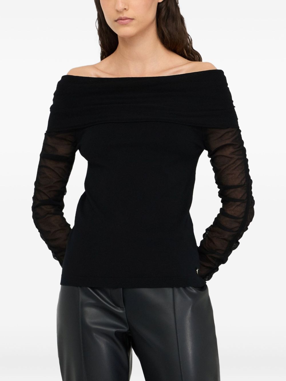 LIU JO Semi-Sheer Sleeves Straight Hem Top