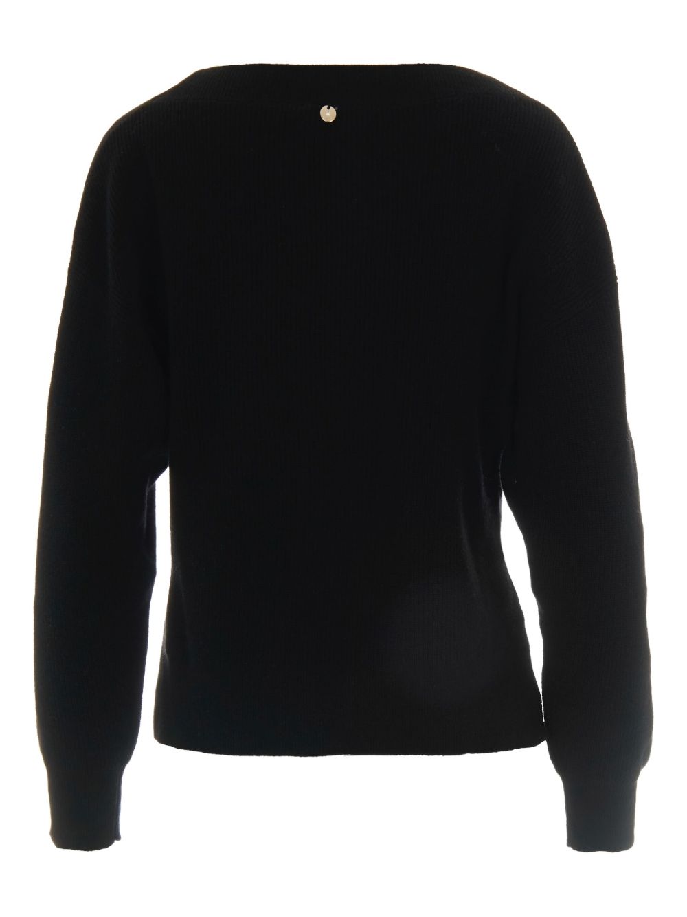 LIU JO Ribbed Knit Sweater with Logo Charm - Women's Long Sleeves