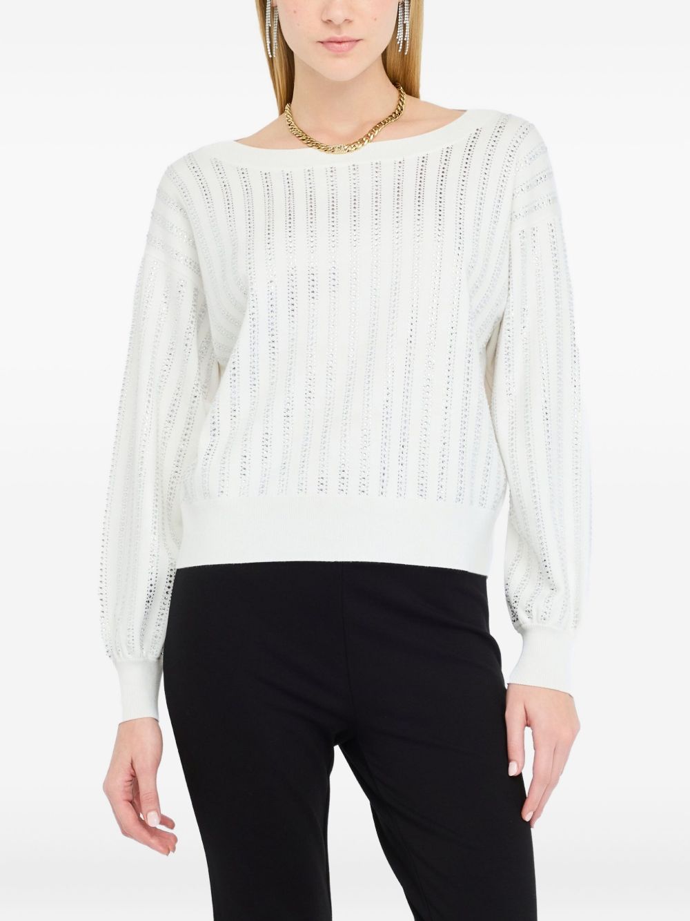 LIU JO Elegant Crewneck Puff Sleeve Sweater for Women