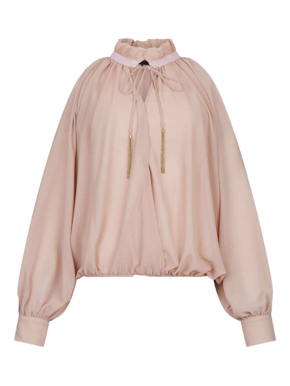 LIU JO Mock-Neck Open-Shoulder Top with Tassel Embellishment