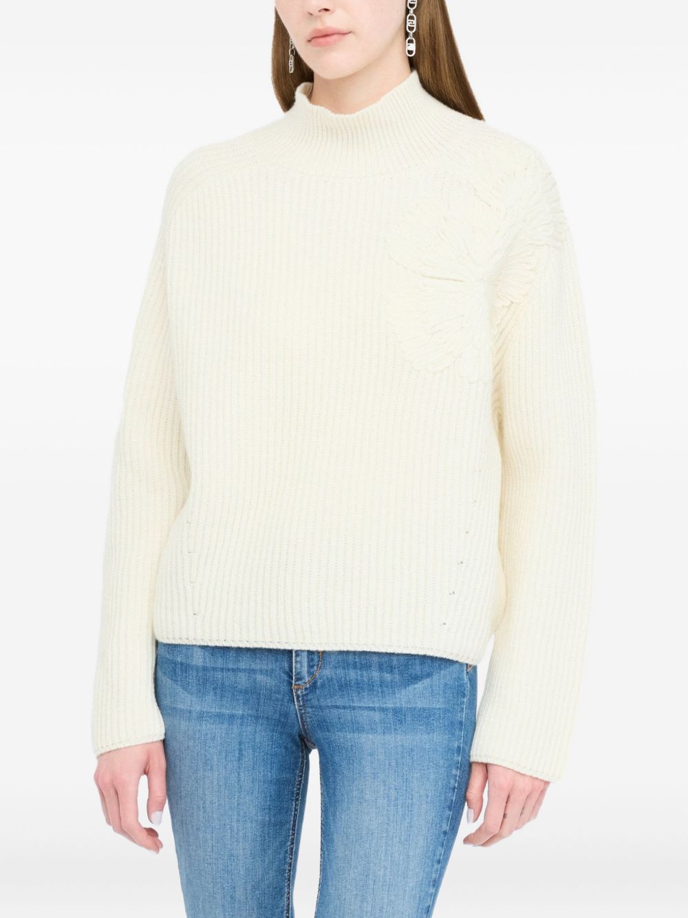 LIU JO Ribbed Knit High Neck Long Sleeve Top