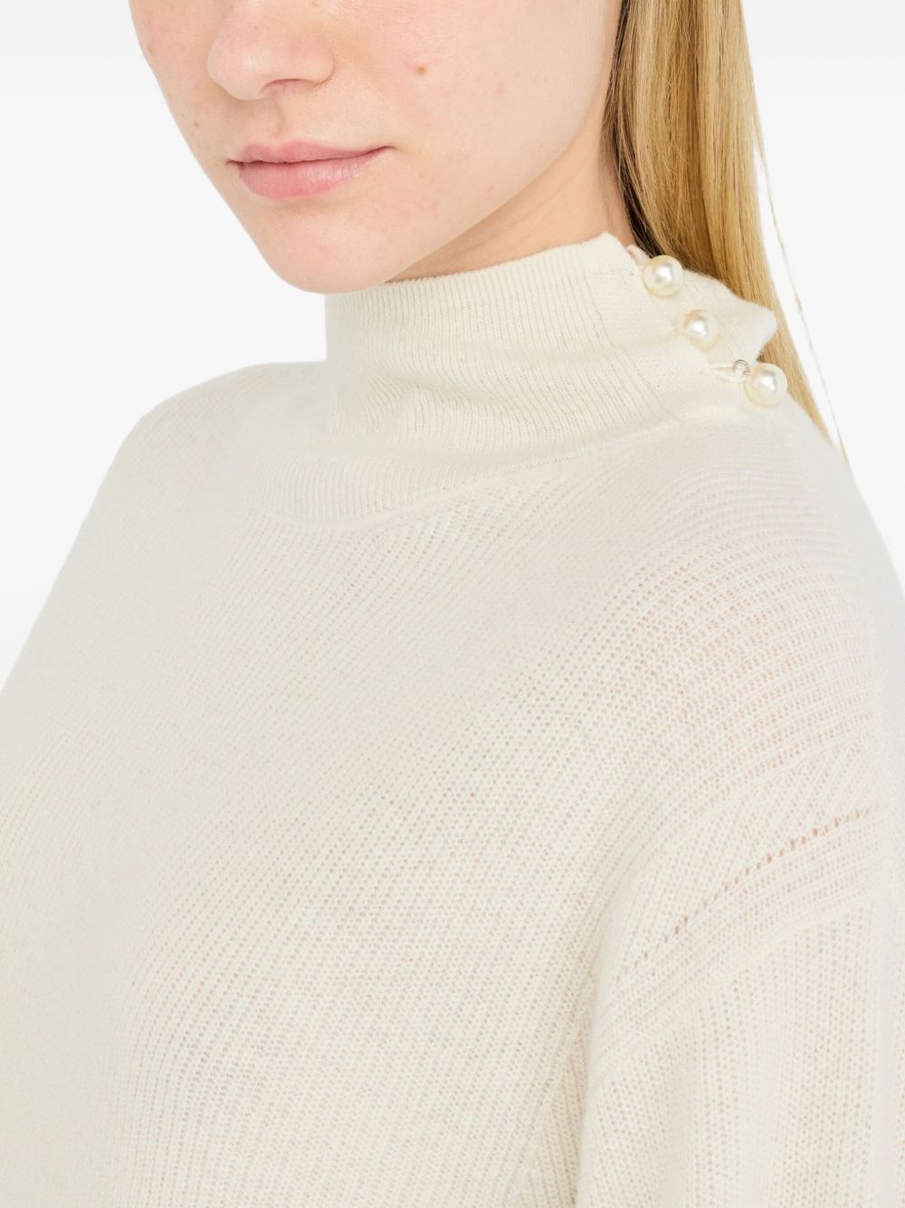 LIU JO Mini Pearl Embellished Puff Sweater