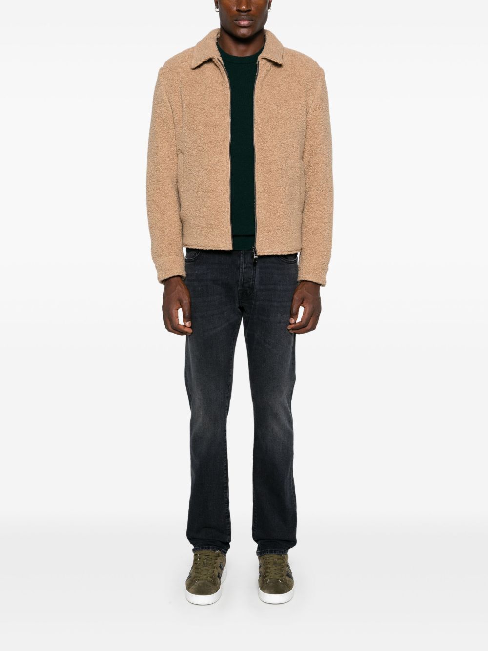 WOOLRICH Military Green Wool Sweater - Crew Neck, Long Sleeves