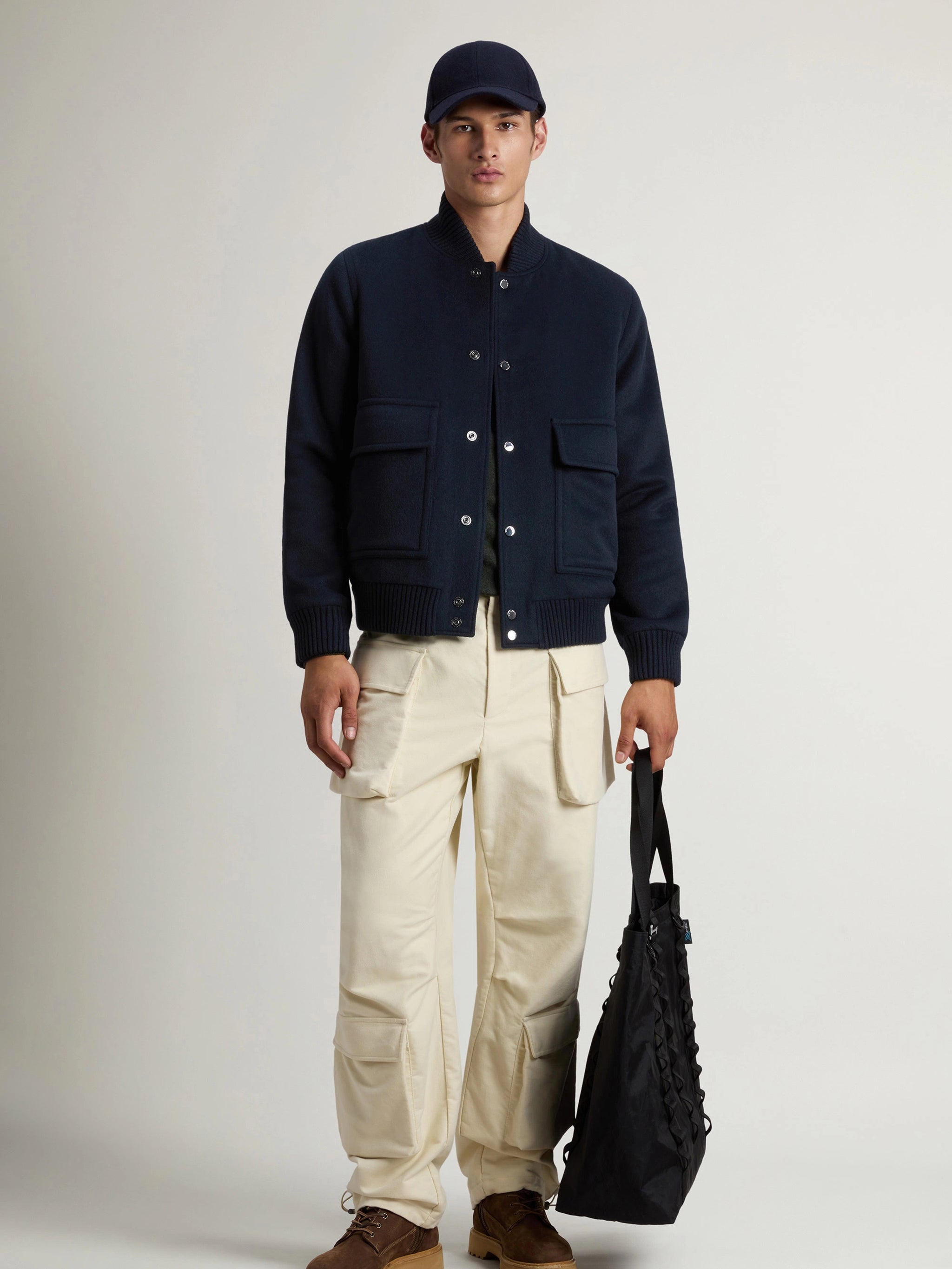 WOOLRICH Men's Wool Blend Miles Bomber Jacket - Size L