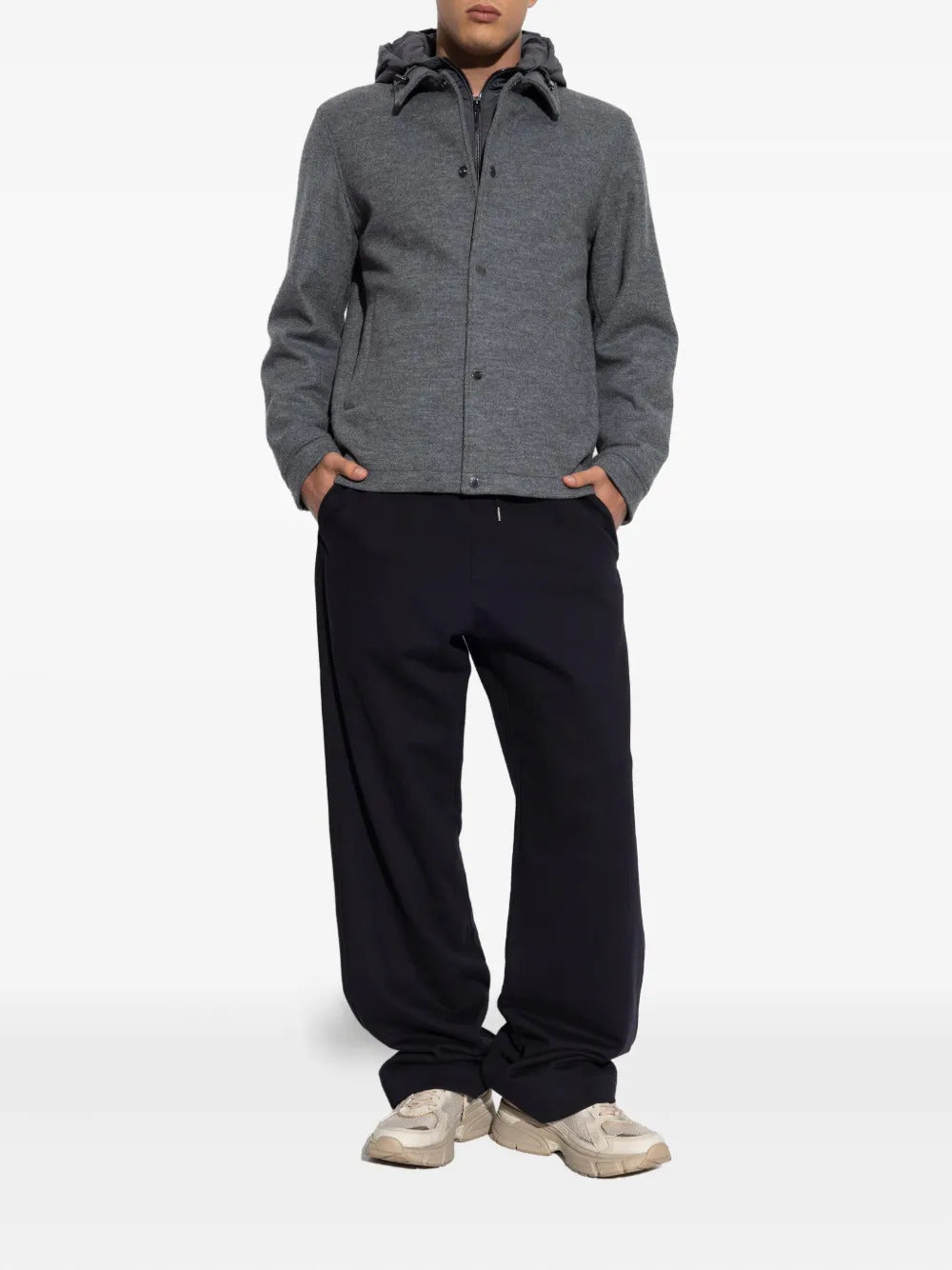 WOOLRICH Men's Wool Knit Jacket with Drawstring Hood