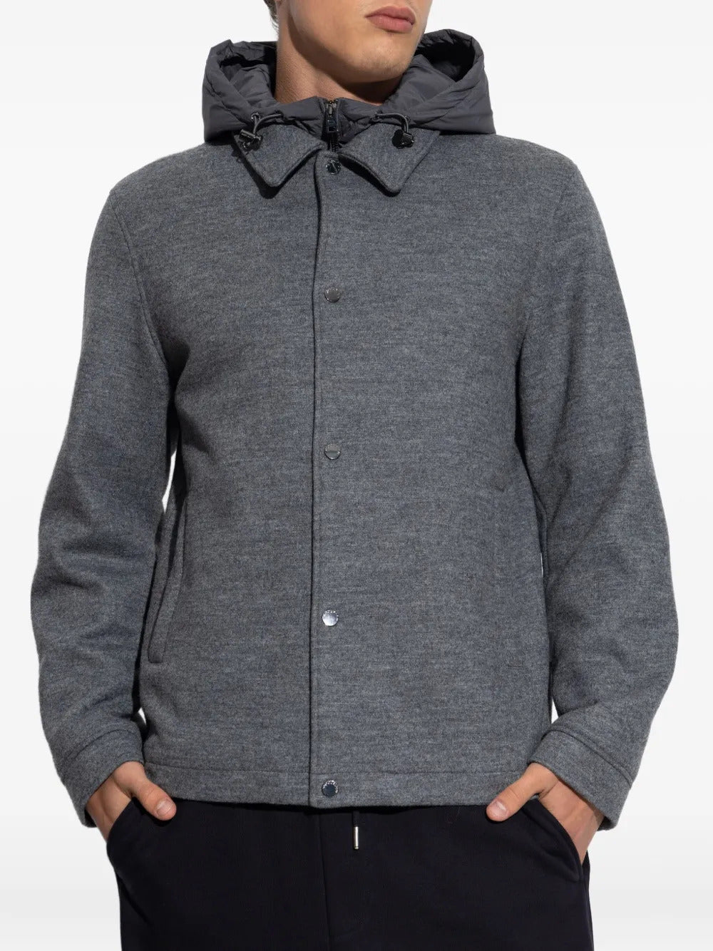 WOOLRICH Men's Wool Knit Jacket with Drawstring Hood