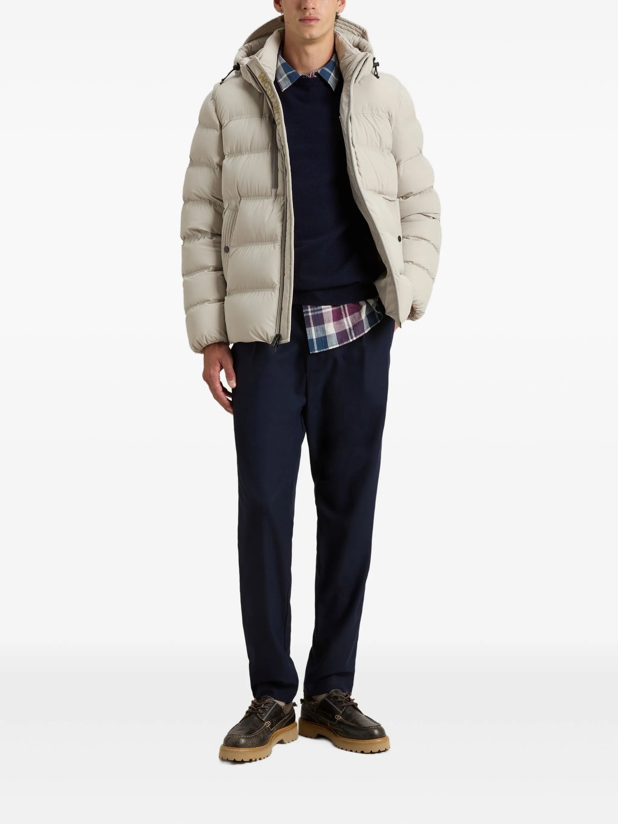 WOOLRICH Men's Stretch Nylon Down Jacket with Adjustable Hood - Size M