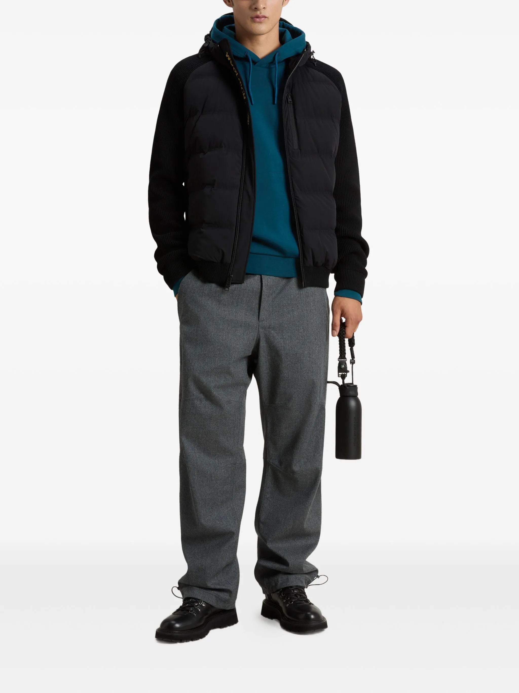 WOOLRICH Men's Hybrid Jacket with Removable Hood, Size M