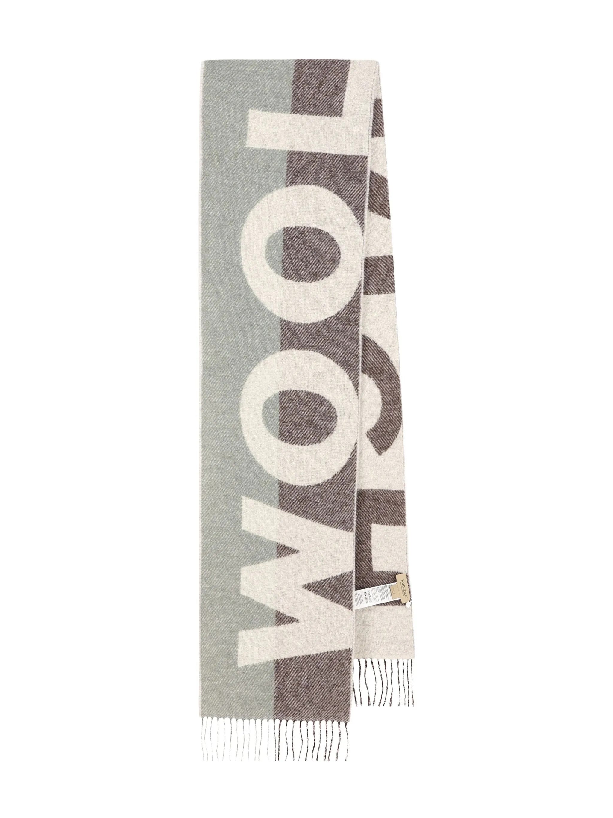 WOOLRICH Wool Blend Scarf with Contrasting Logo