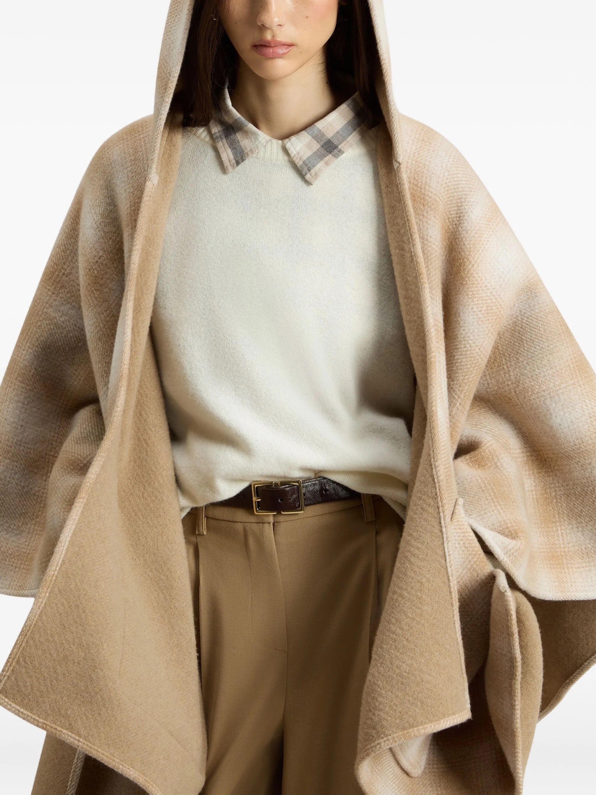 WOOLRICH Women's Wool Cape with Hood and Side Pockets