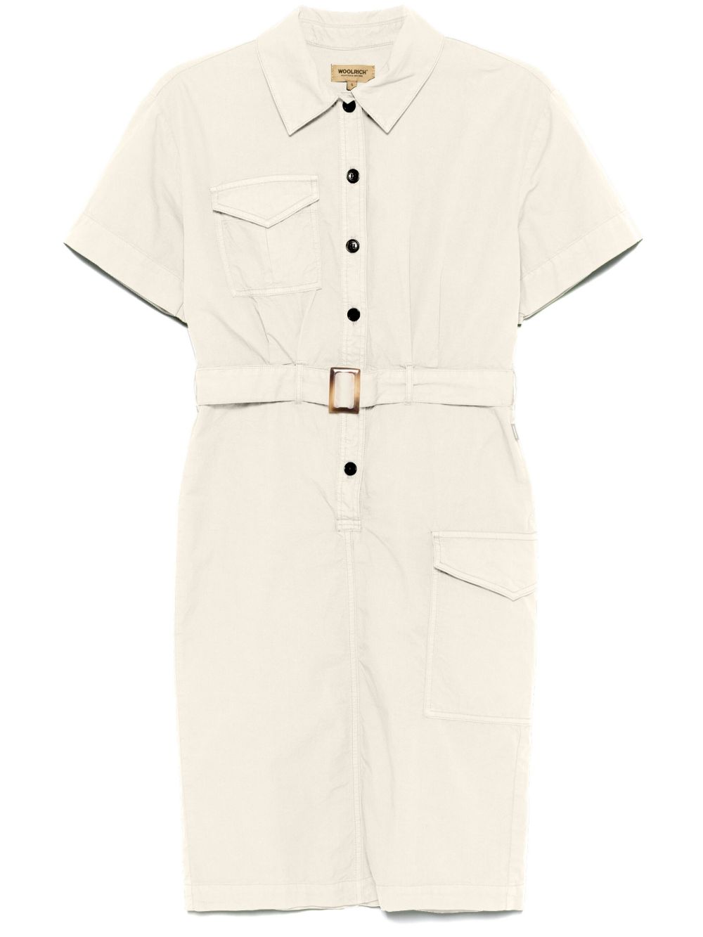 WOOLRICH Cotton Shirt Dress with Adjustable Waist Belt