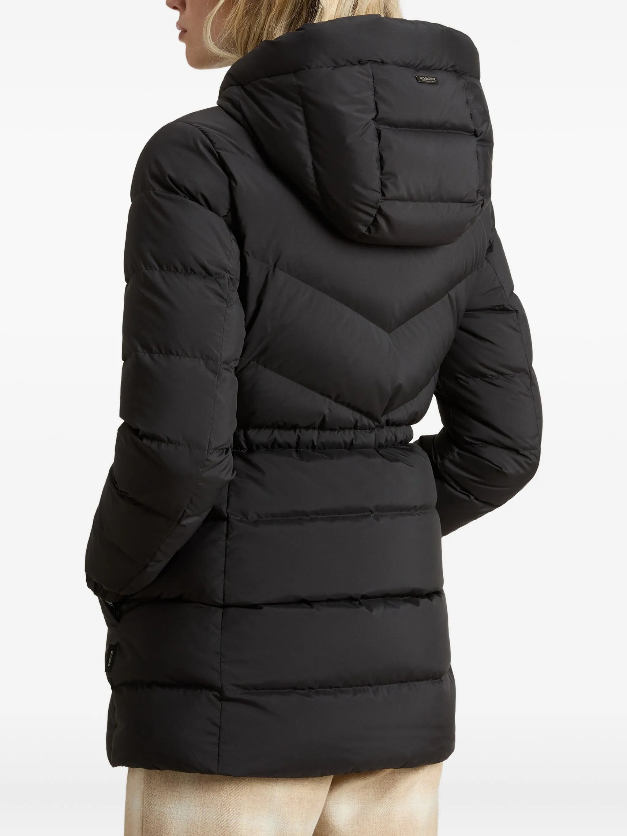 WOOLRICH Women's Chevron Quilted Down Jacket with Hood - Size S