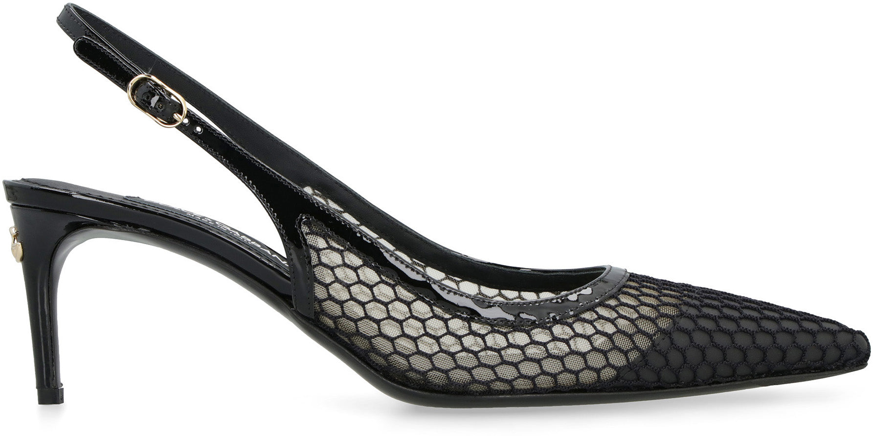 DOLCE & GABBANA Mesh and Patent Leather Slingback Pumps with 6cm Heel