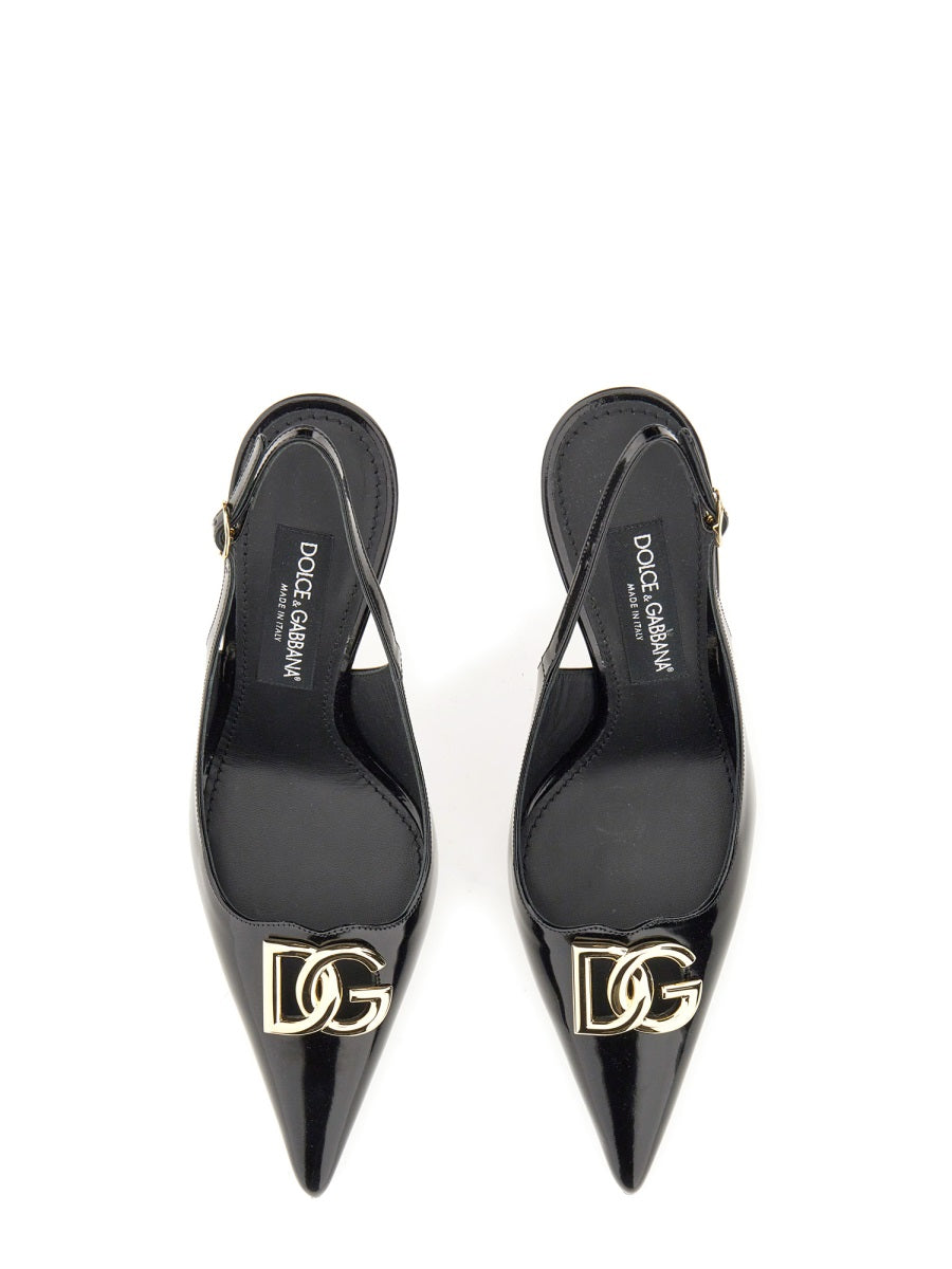 DOLCE & GABBANA Sling Back Pumps with Logo - 9 CM Heel