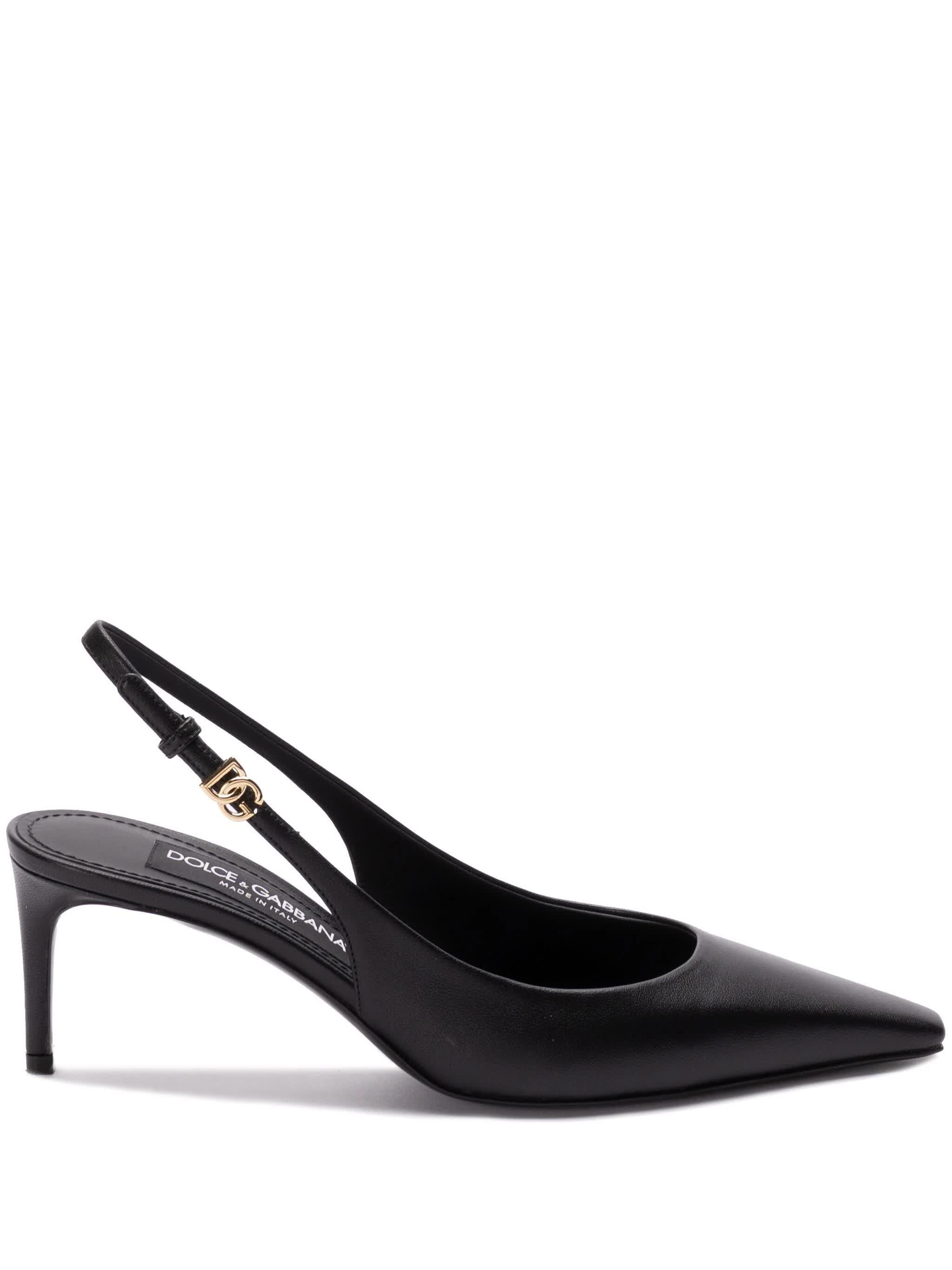 DOLCE & GABBANA Pointed Toe Slingback Pumps with Ankle Strap