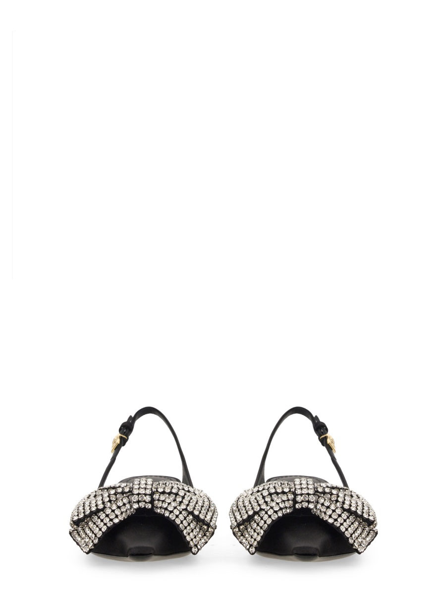 DOLCE & GABBANA Satin Slingback Pumps with Rhinestone Embroidery