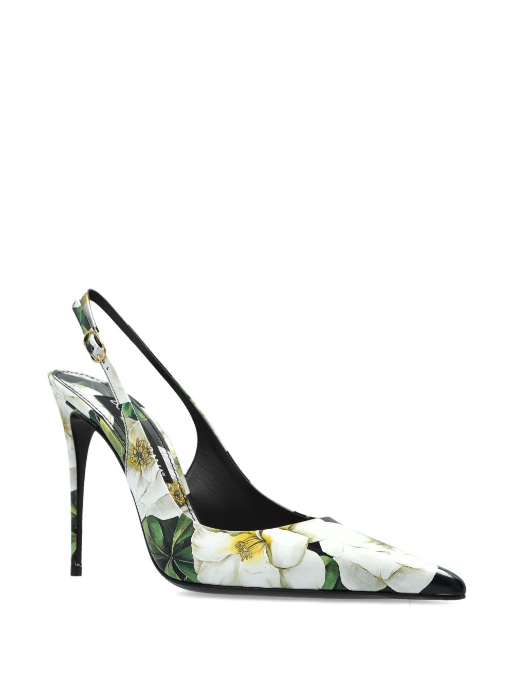 DOLCE & GABBANA Printed Leather Slingback Pumps with 120mm Stiletto Heels
