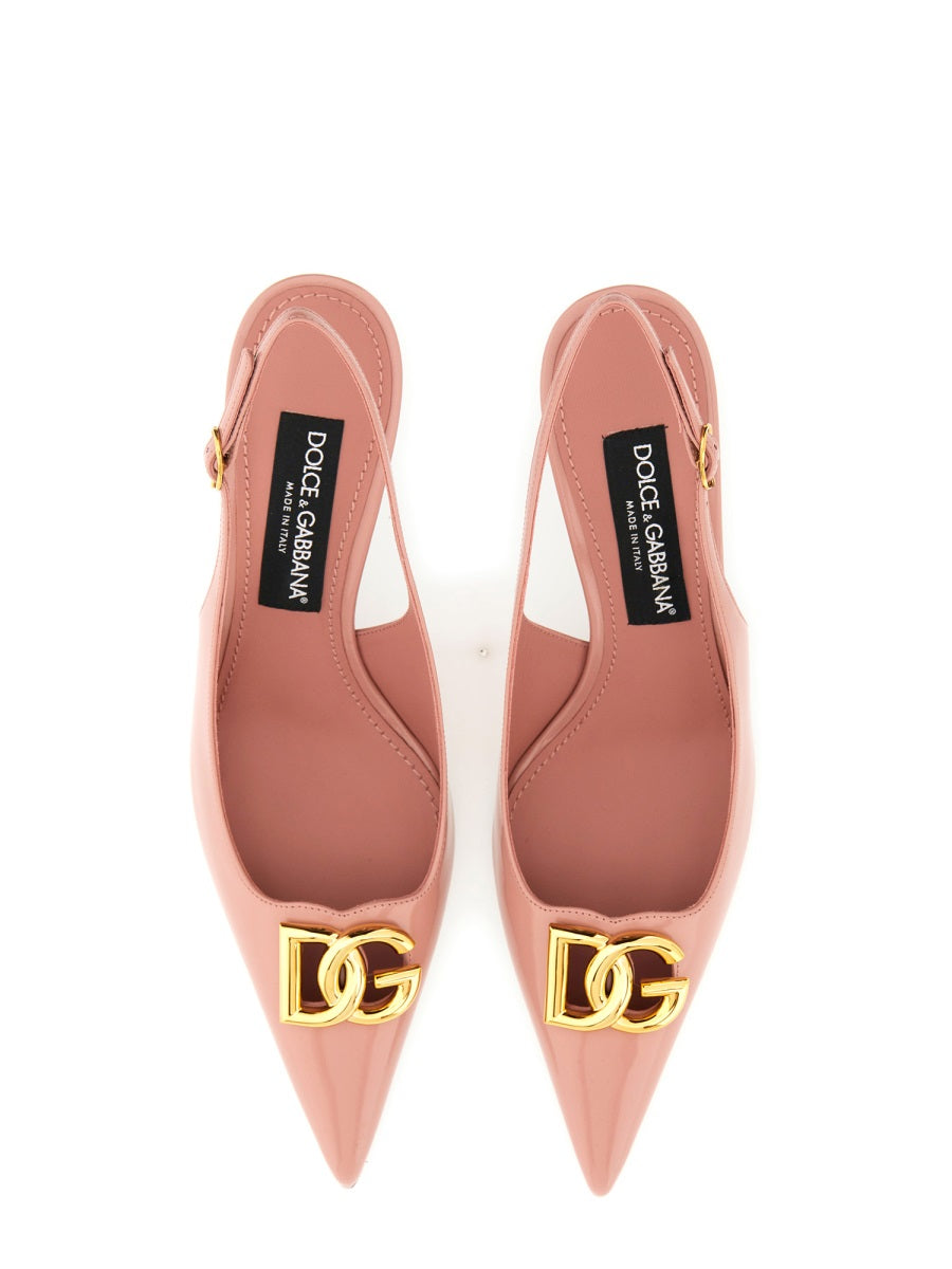 DOLCE & GABBANA DG Logo Leather Pumps with 75mm Stiletto Heel