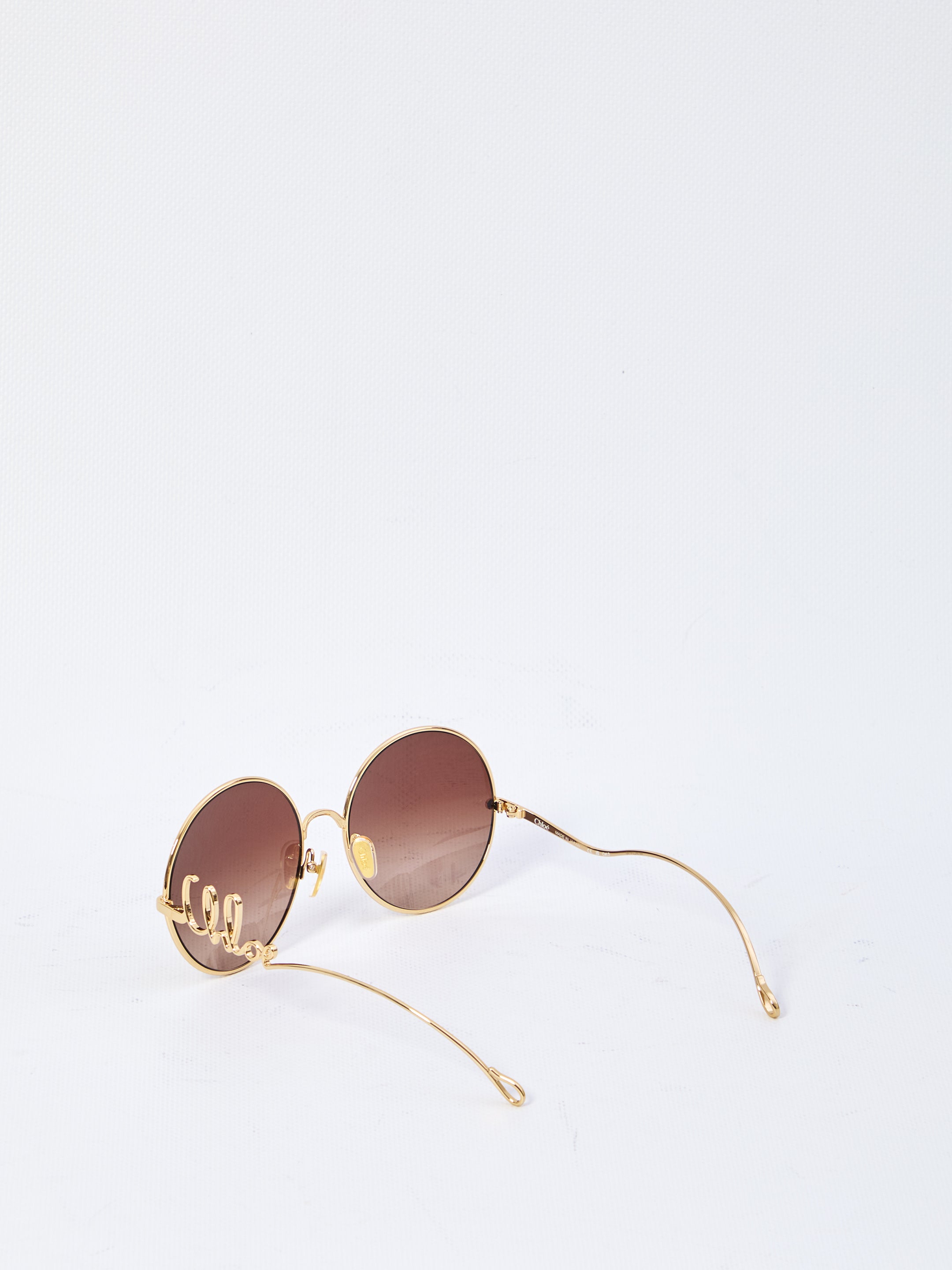 CHLOÉ Gradient Round Frame Sunglasses with Gold-Tone Detail
