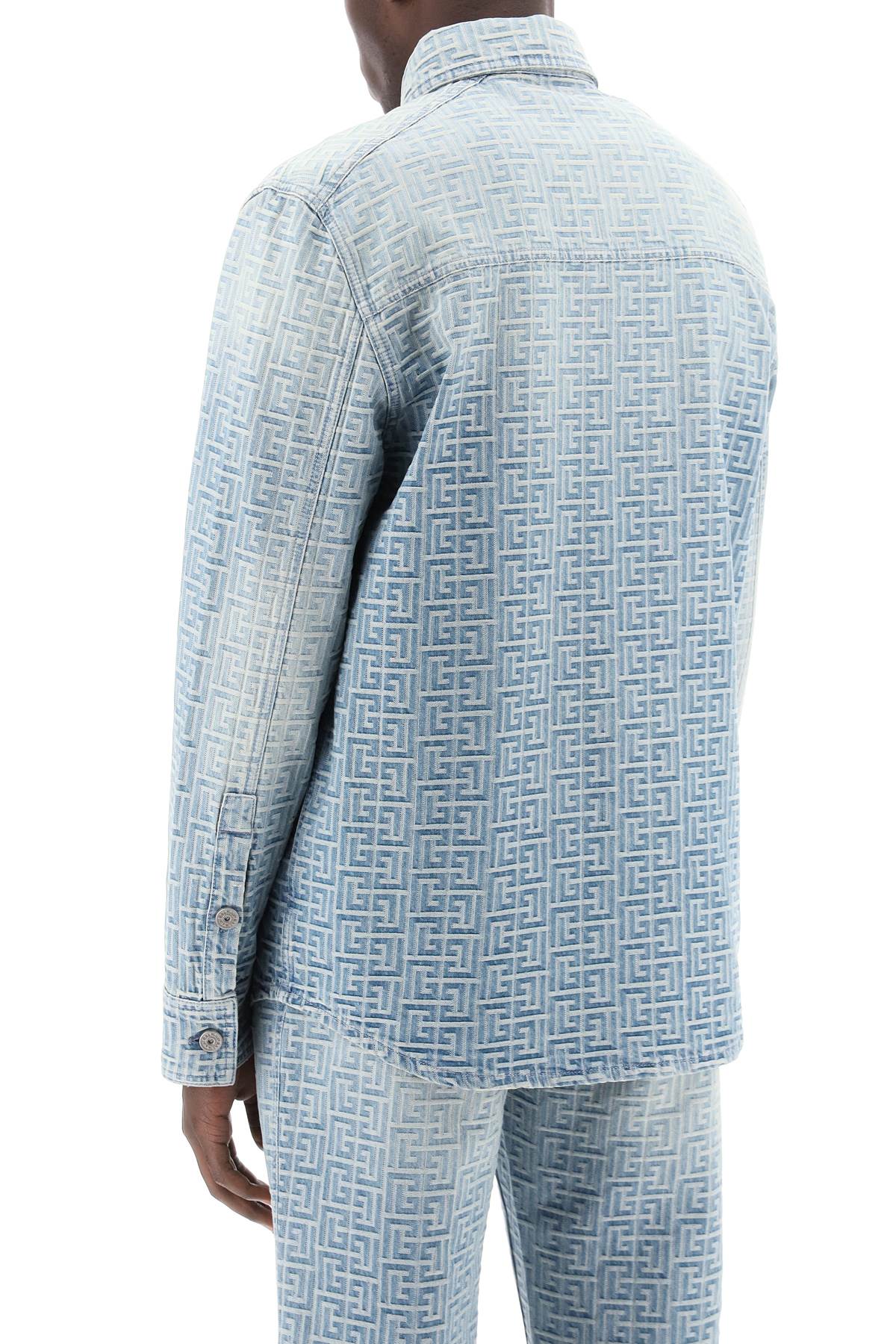 BALMAIN Men's Embroidered Denim Shirt - SS24