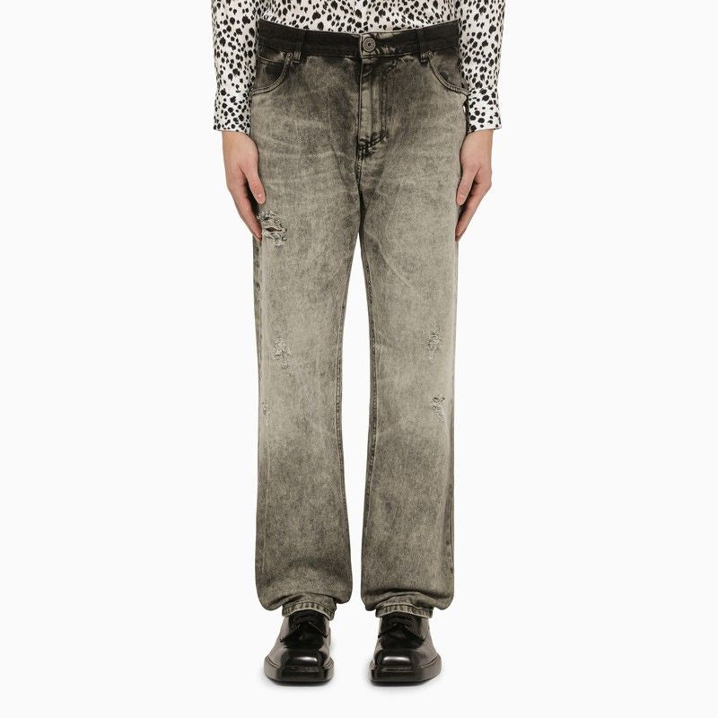 BALMAIN Men's Bleached Straight Denim Pants