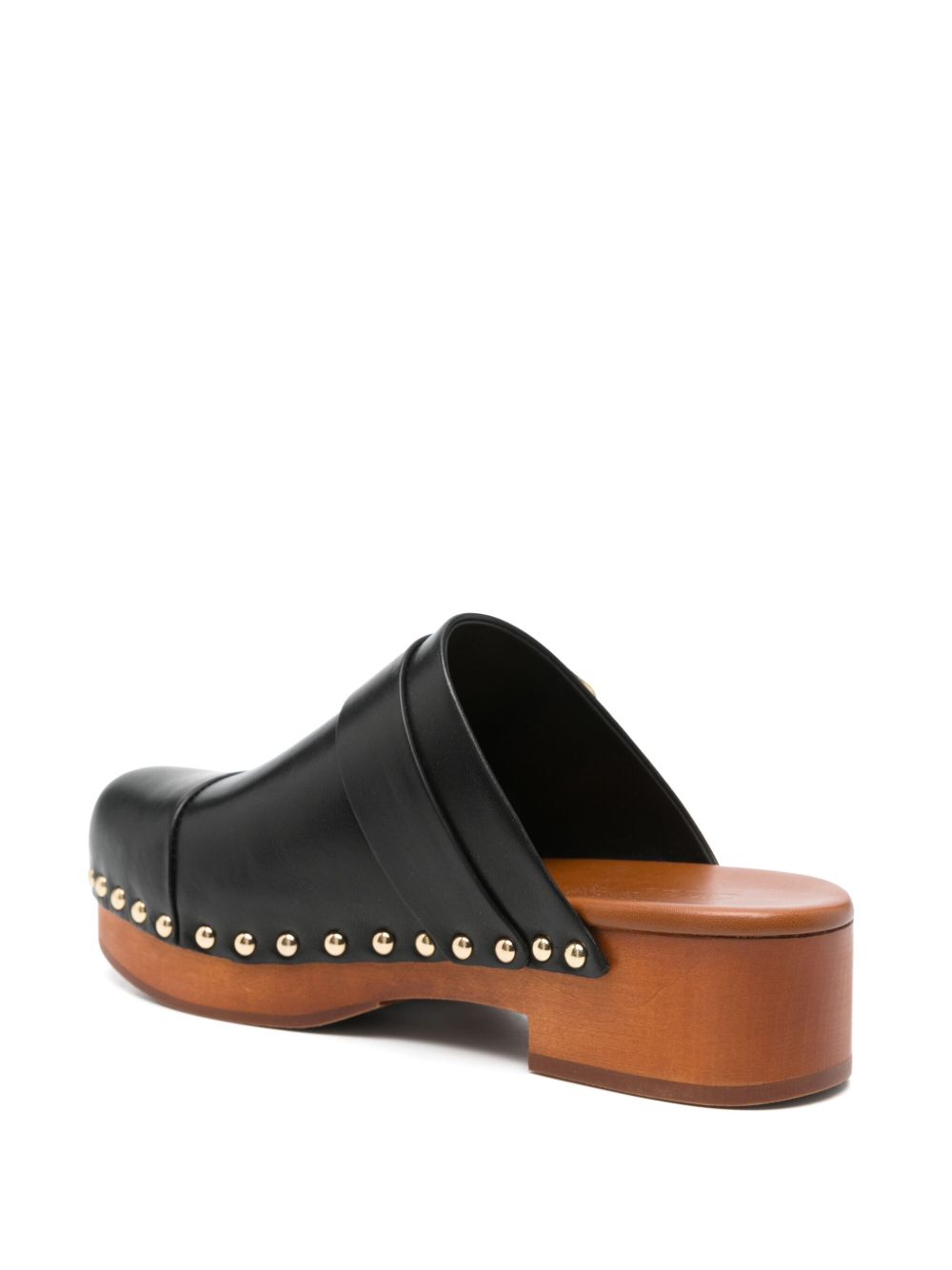 CHLOÉ Women's Slip-On Leather Clogs with Decorative Buckle Detail