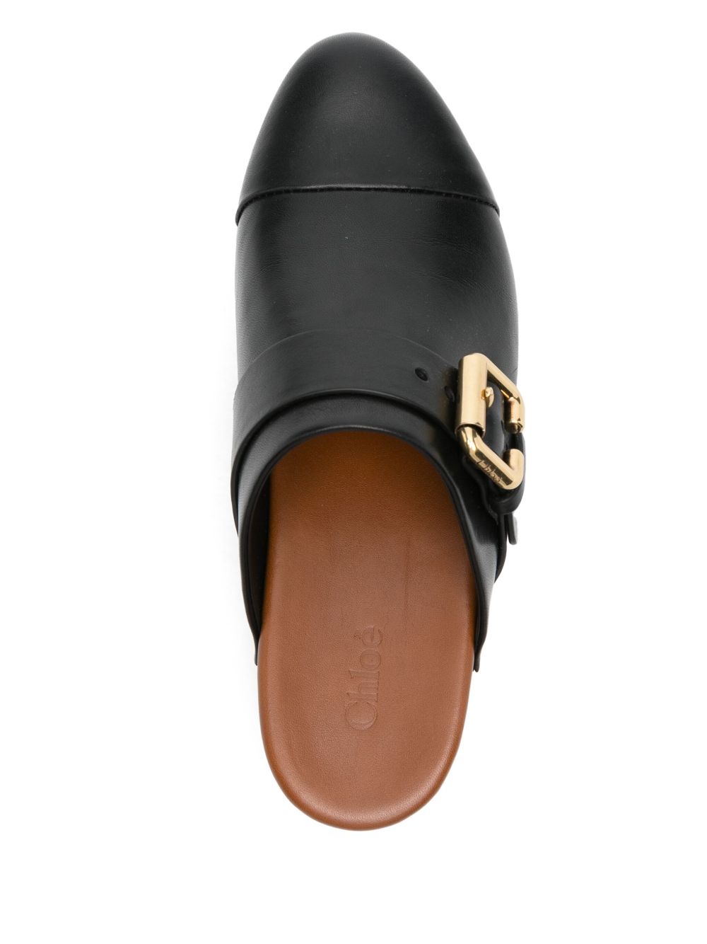 CHLOÉ Women's Slip-On Leather Clogs with Decorative Buckle Detail