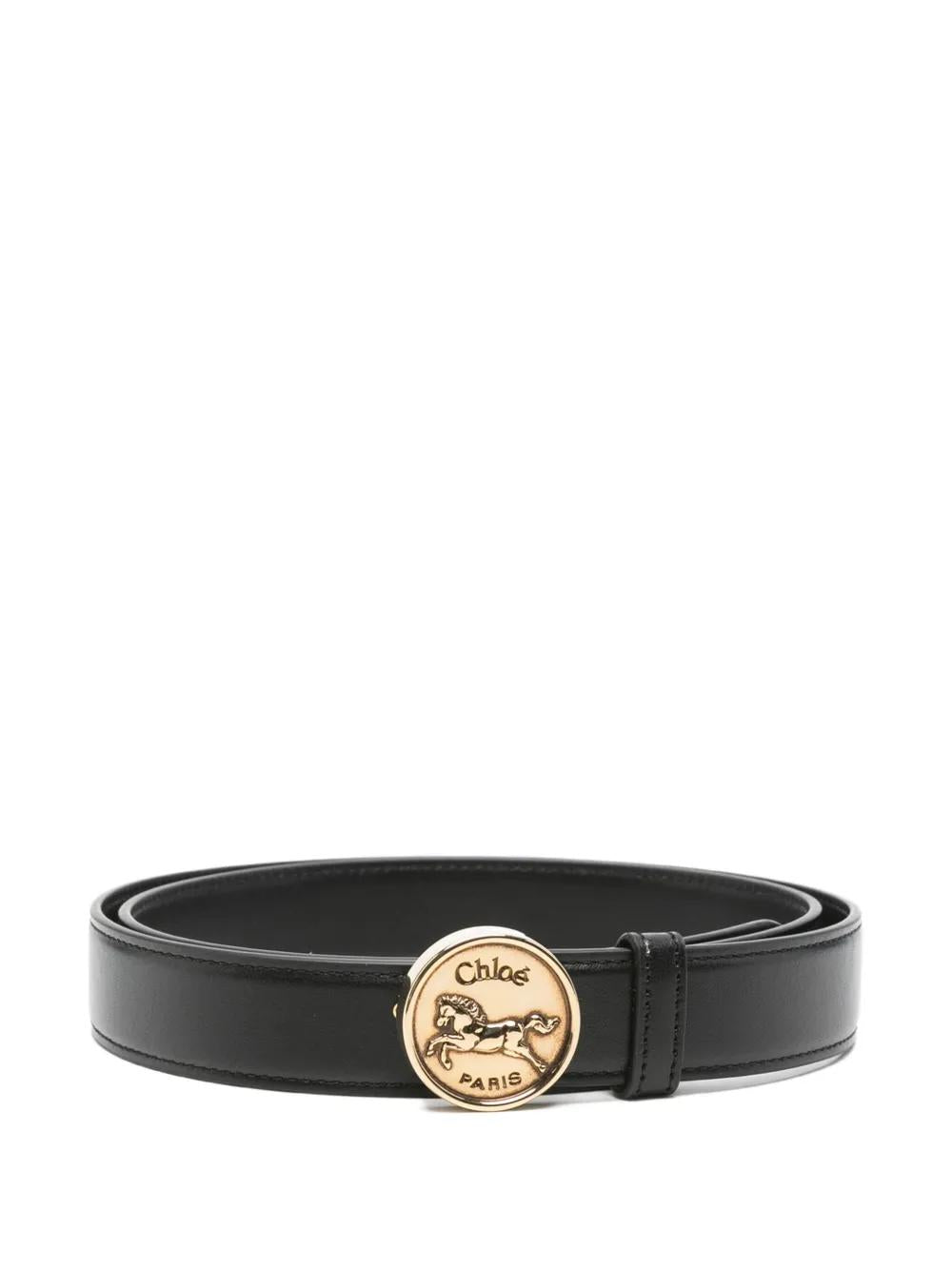 CHLOÉ Horse Motif Medal Leather Belt