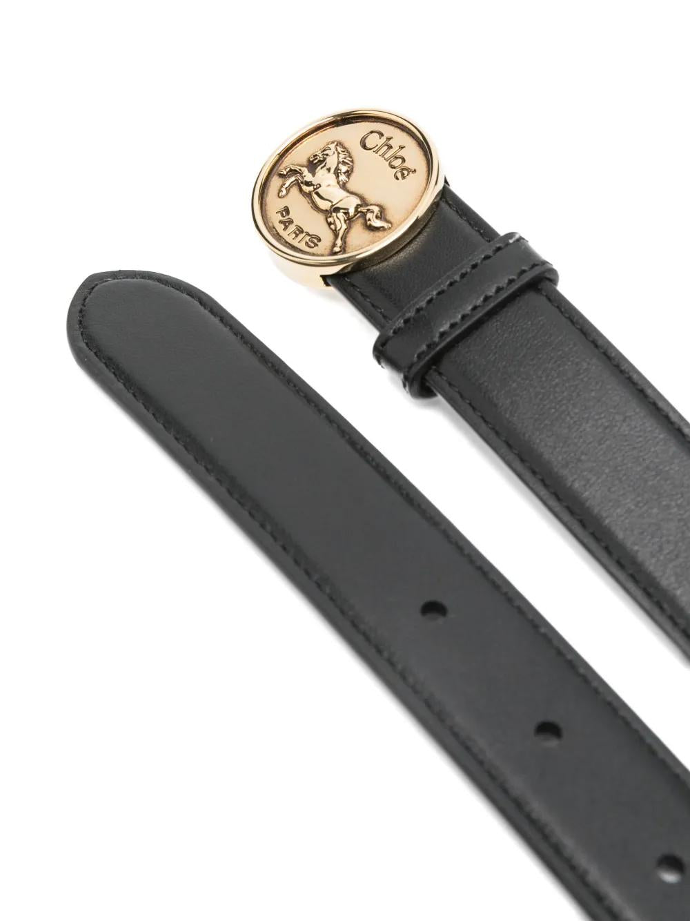 CHLOÉ Horse Motif Medal Leather Belt