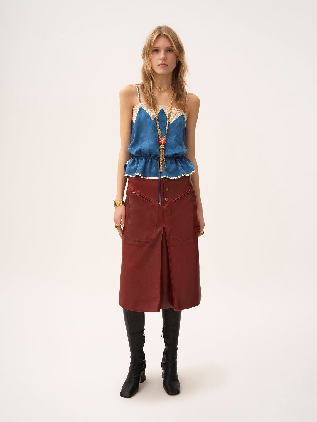 CHLOÉ Knee Length Leather Skirt for Women