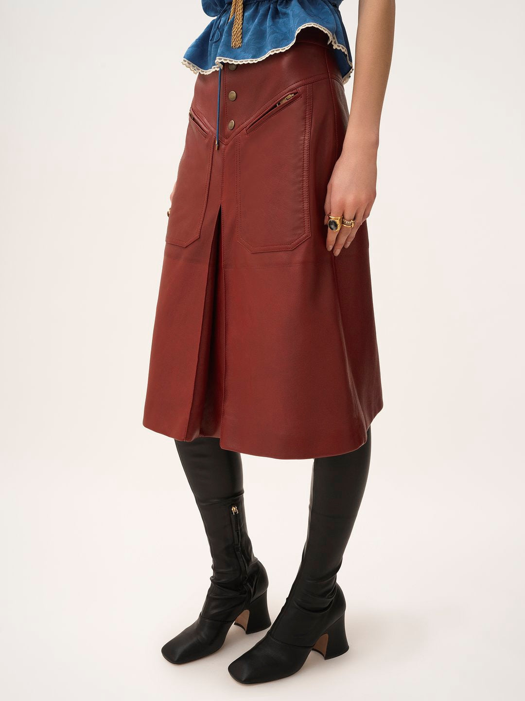 CHLOÉ Knee Length Leather Skirt for Women
