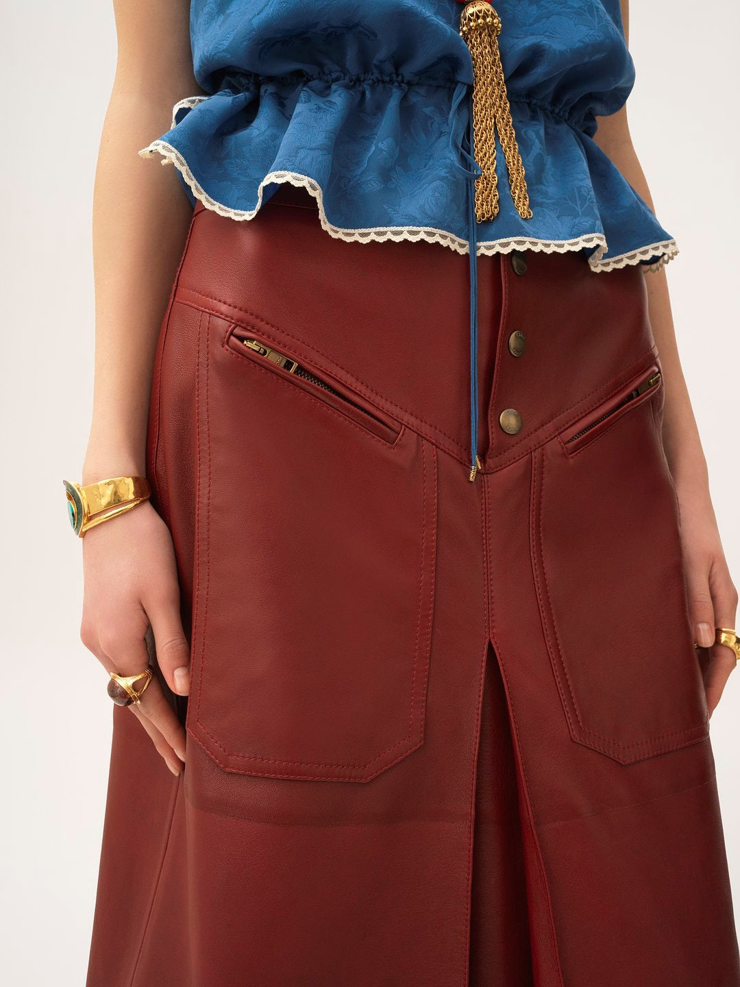 CHLOÉ Knee Length Leather Skirt for Women