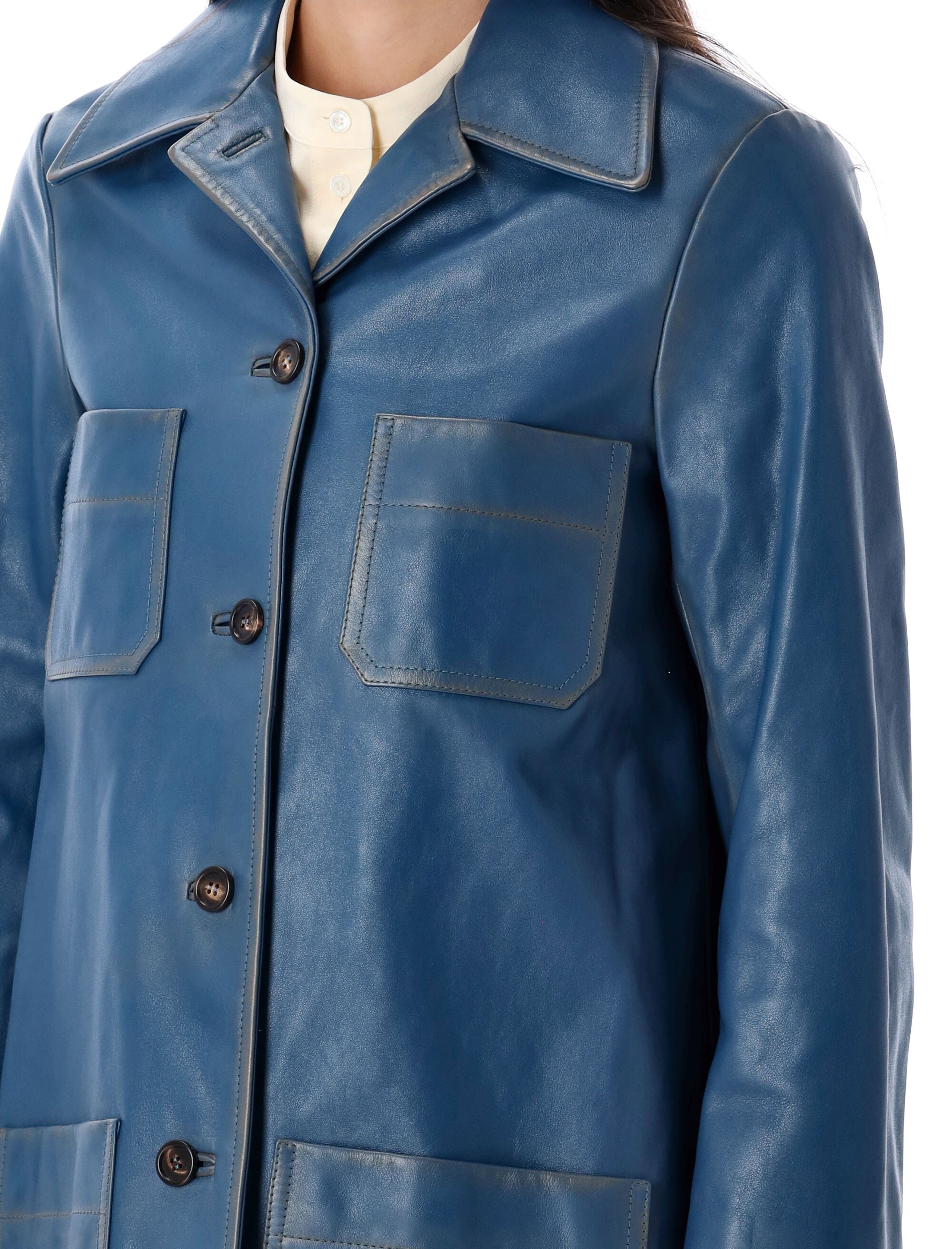 CHLOÉ Single-Breasted Leather Jacket - Size 36