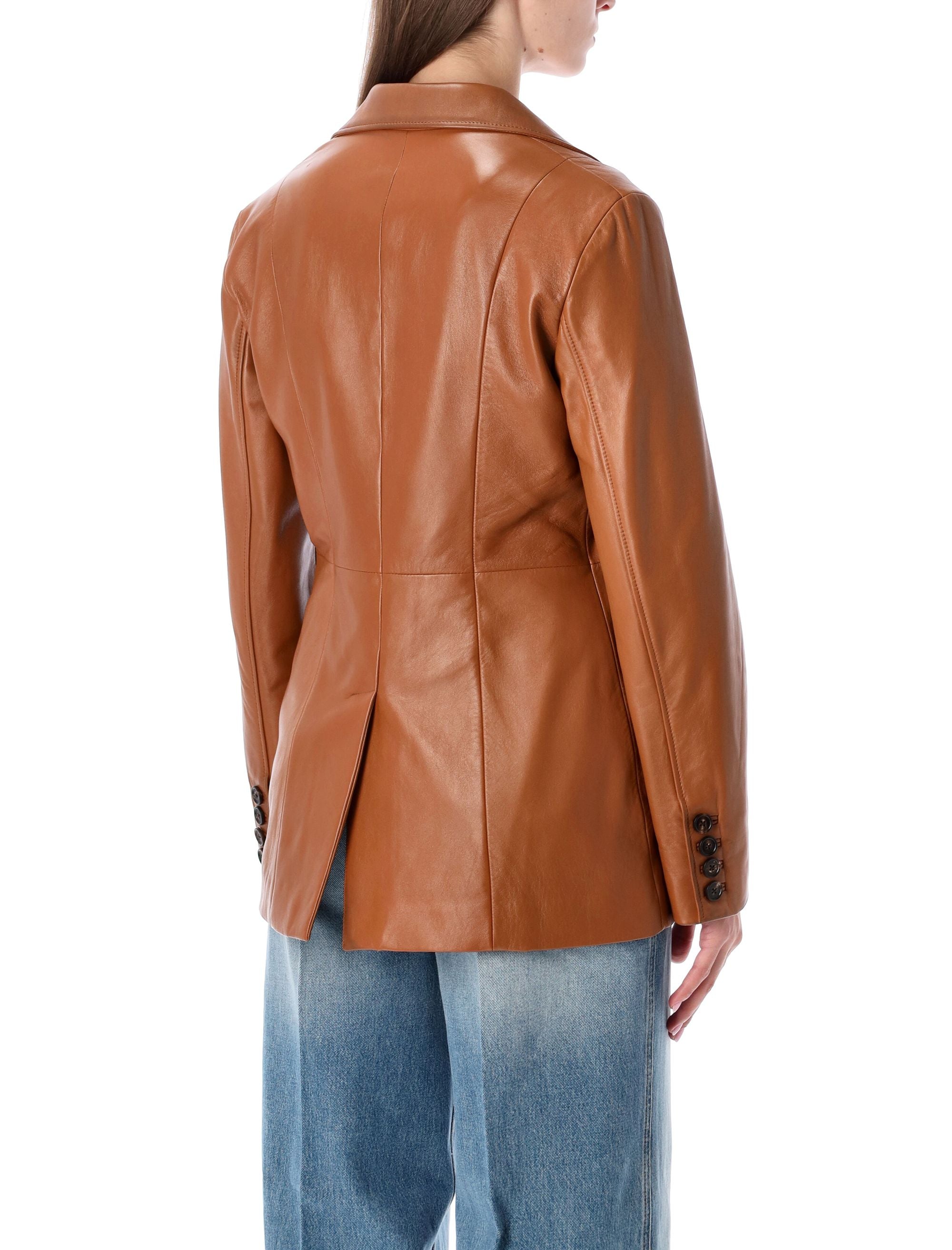 CHLOÉ Single-Breasted Leather Blazer for Women - Size 38