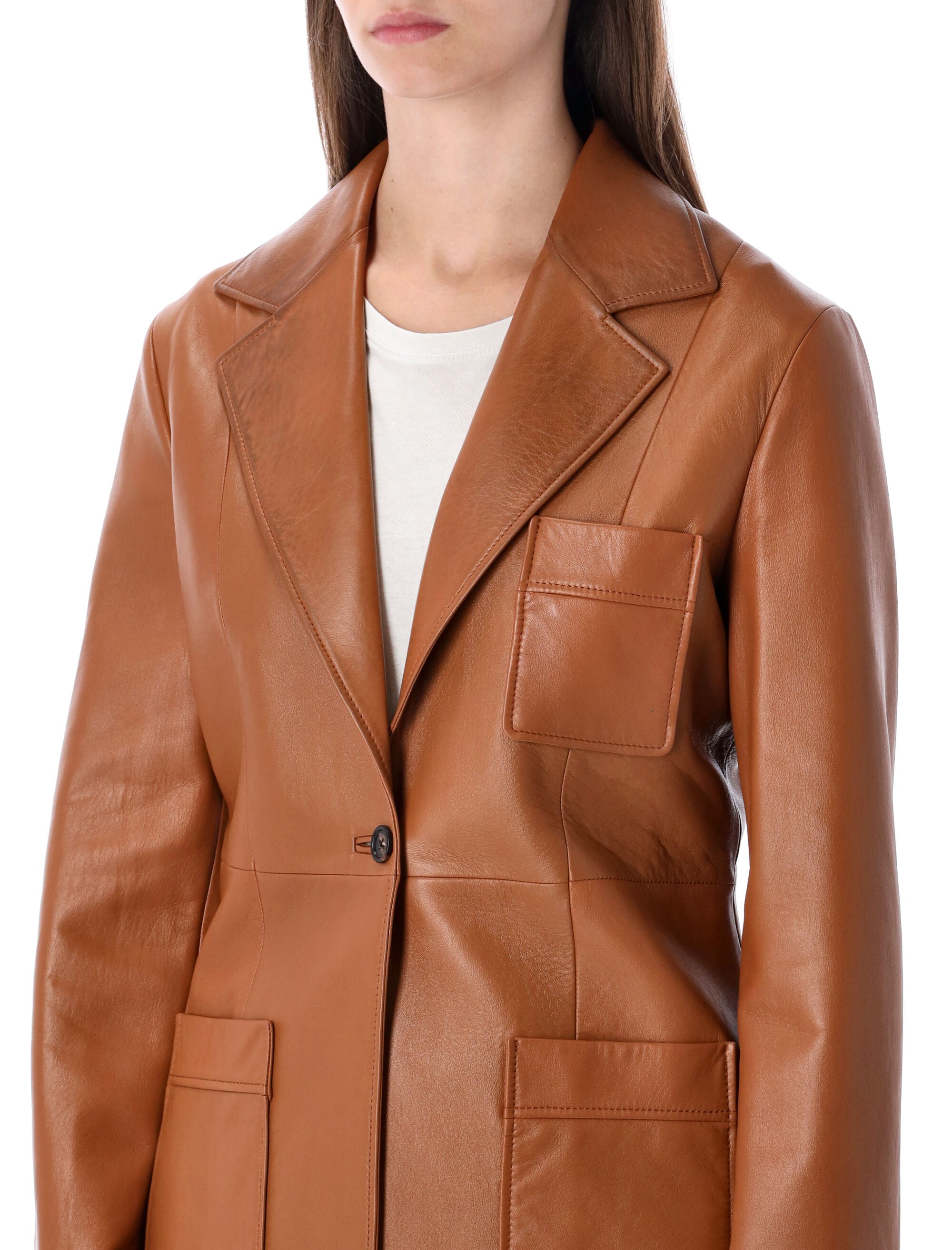 CHLOÉ Single-Breasted Leather Blazer for Women - Size 38