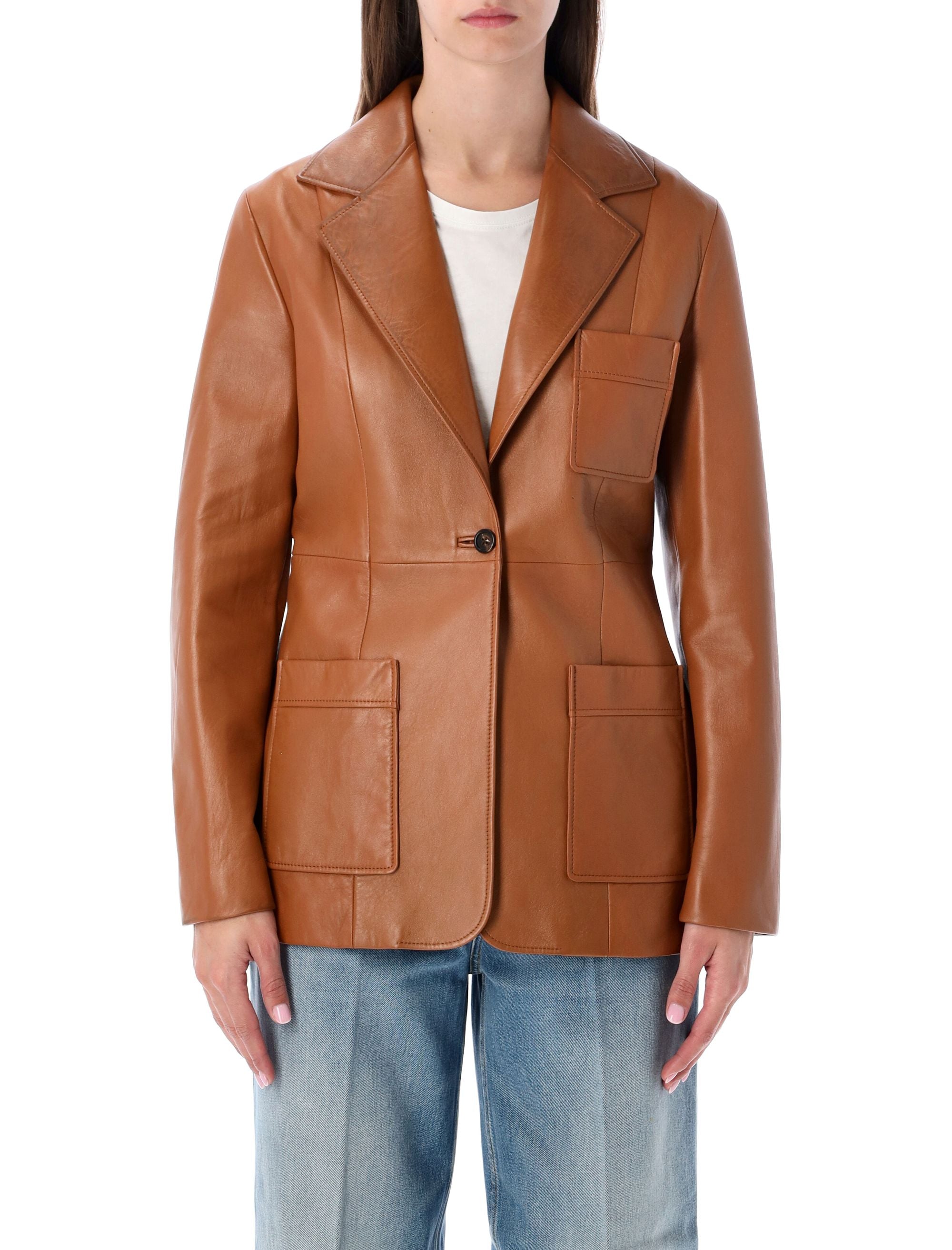 CHLOÉ Single-Breasted Leather Blazer for Women - Size 38