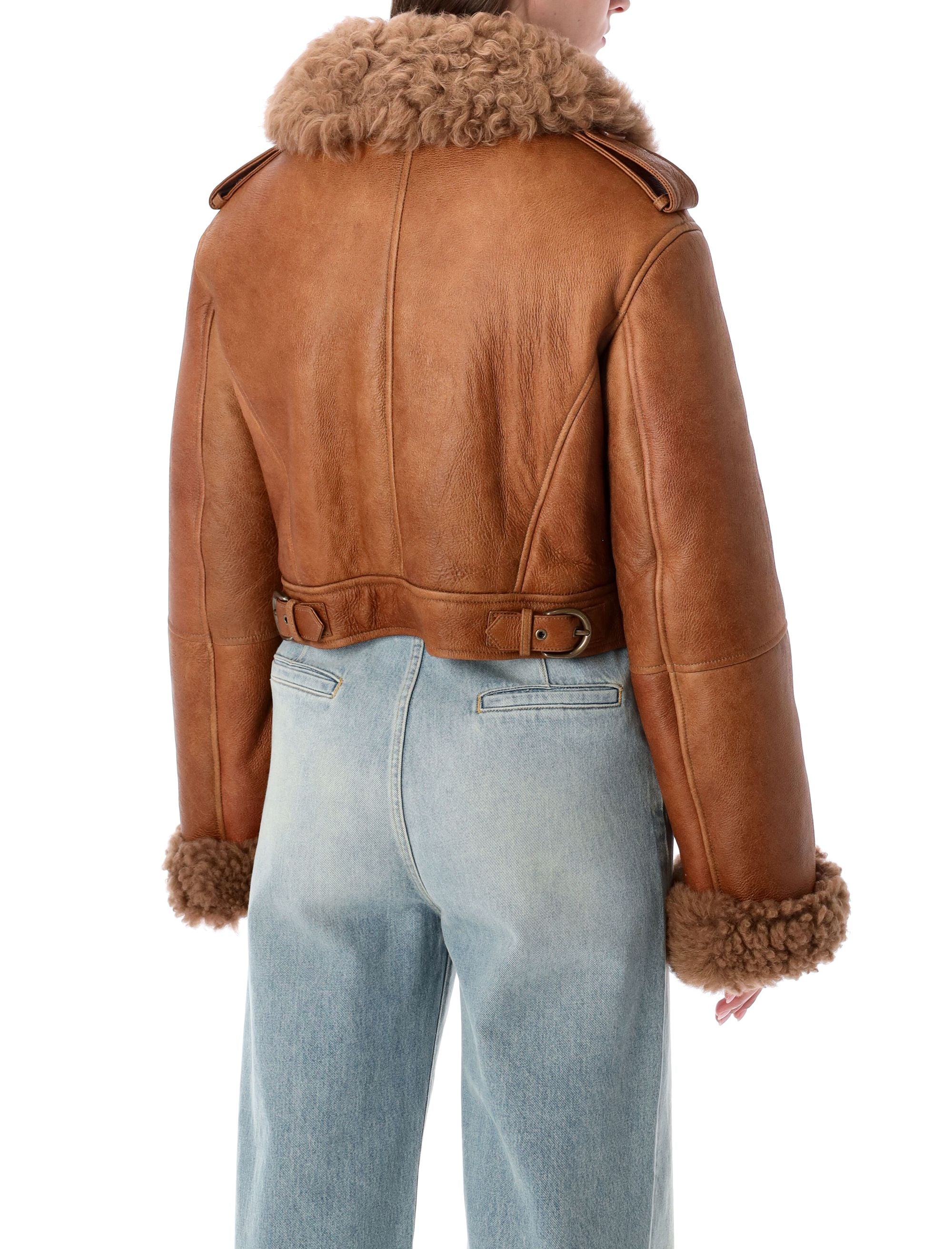 CHLOÉ Mini Cropped Boxy Shearling Jacket