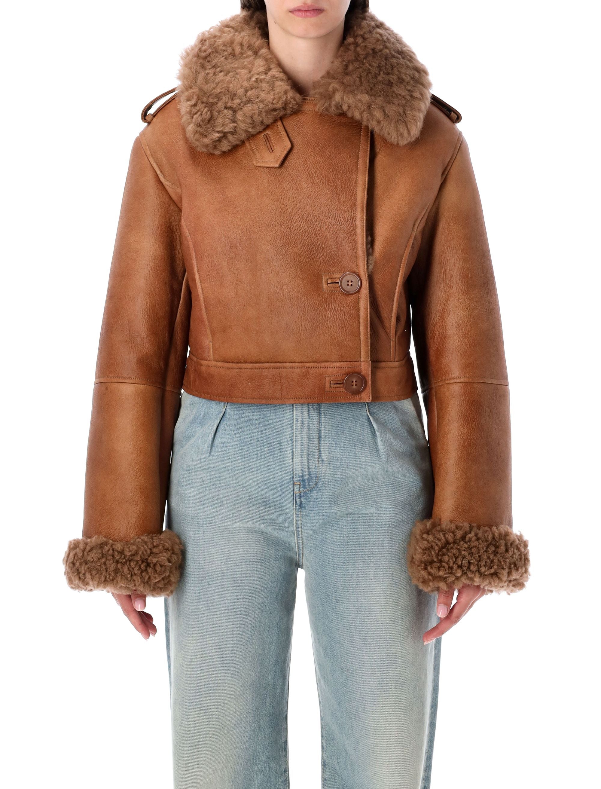 CHLOÉ Mini Cropped Boxy Shearling Jacket