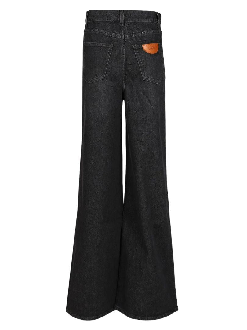 CHLOÉ Wide-Leg High Waist Jeans with Button Closure