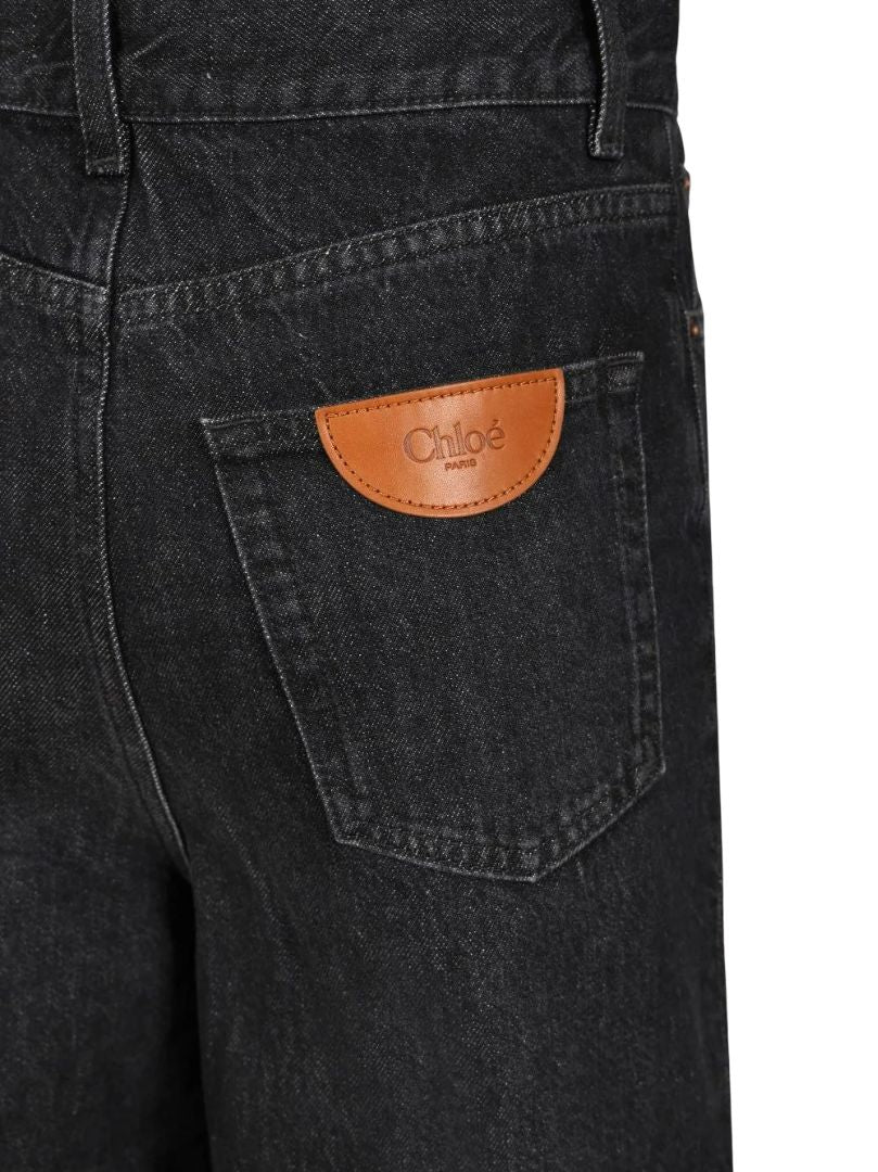 CHLOÉ Wide-Leg High Waist Jeans with Button Closure