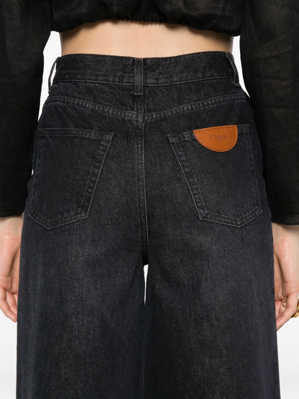 CHLOÉ Wide-Leg High Waist Jeans with Button Closure