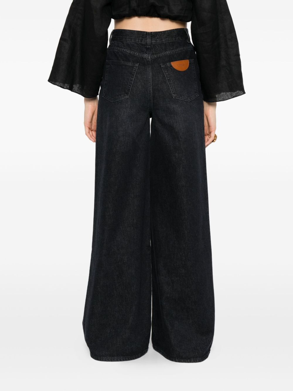 CHLOÉ Wide-Leg High Waist Jeans with Button Closure