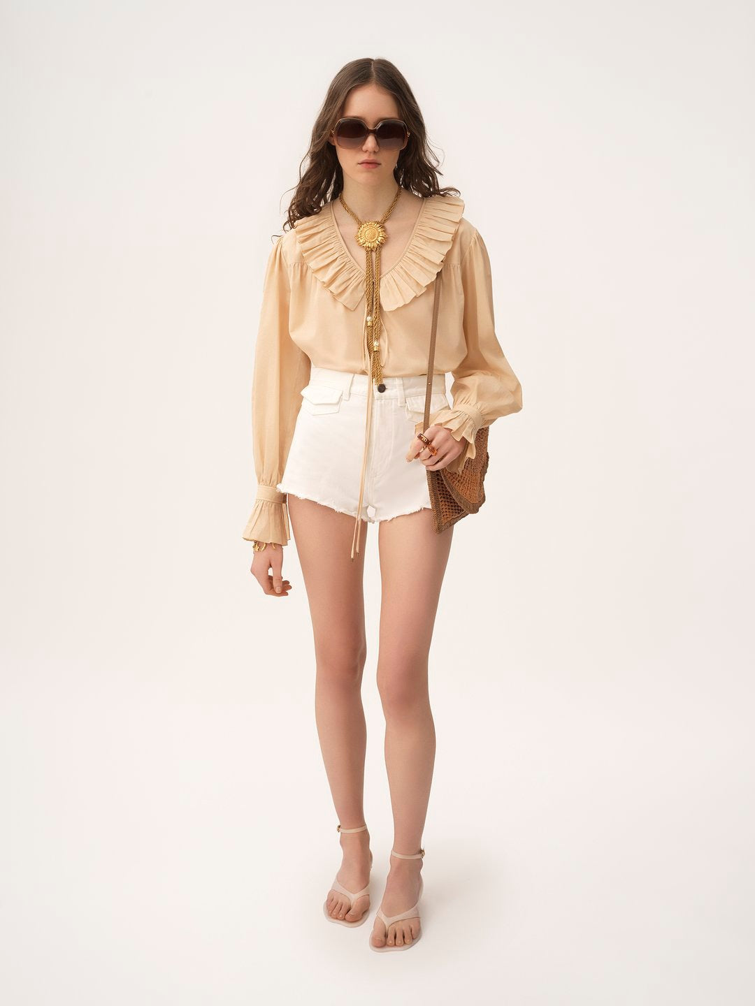 CHLOÉ Gathered Ruffle Mini Top